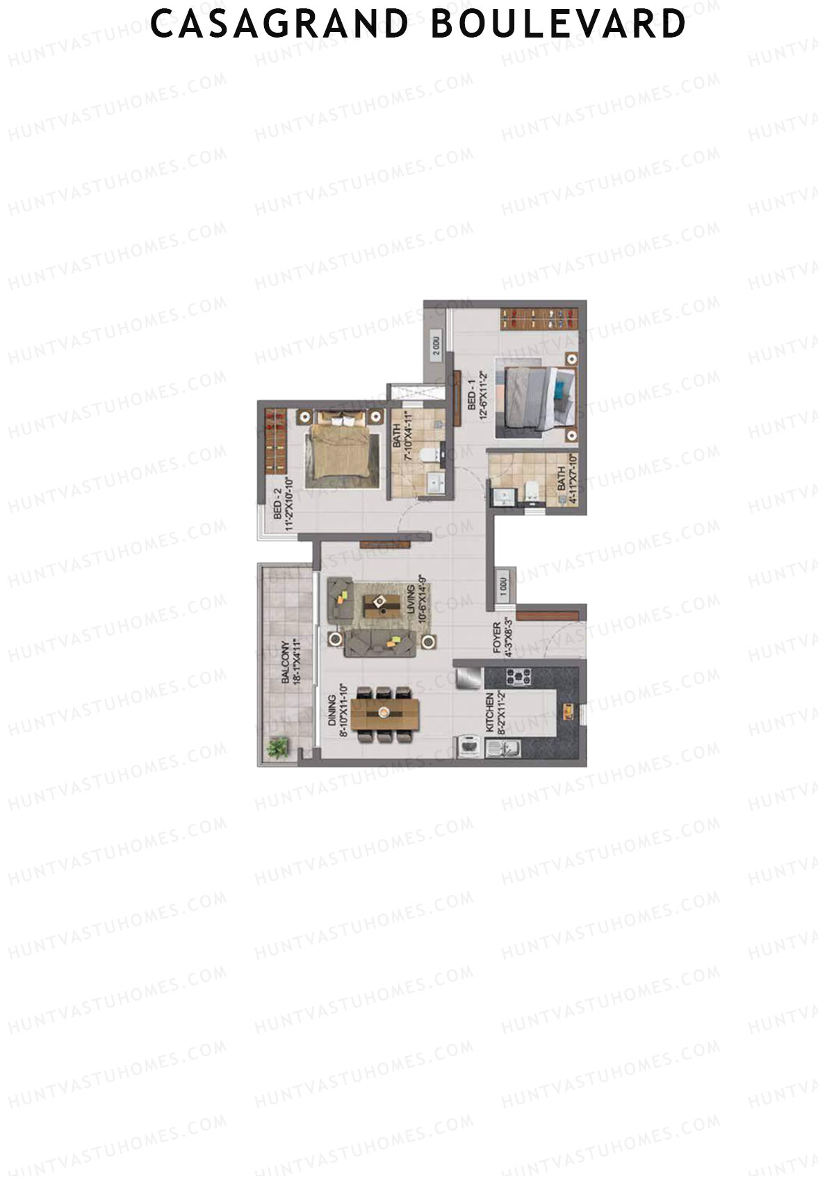 Casagrand Boulevard Wing B Unit K4 Floor Plan