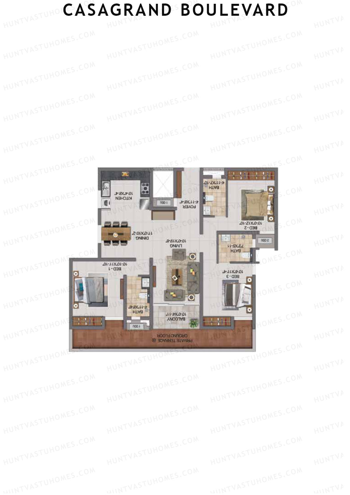 Casagrand Boulevard Wing B Unit K5 Floor Plan
