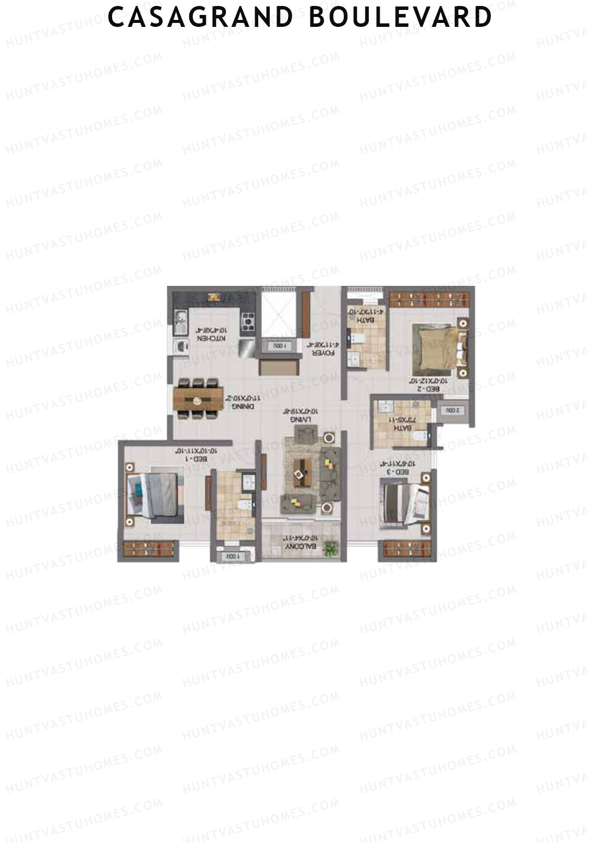 Casagrand Boulevard Wing B Unit K5 Floor Plan
