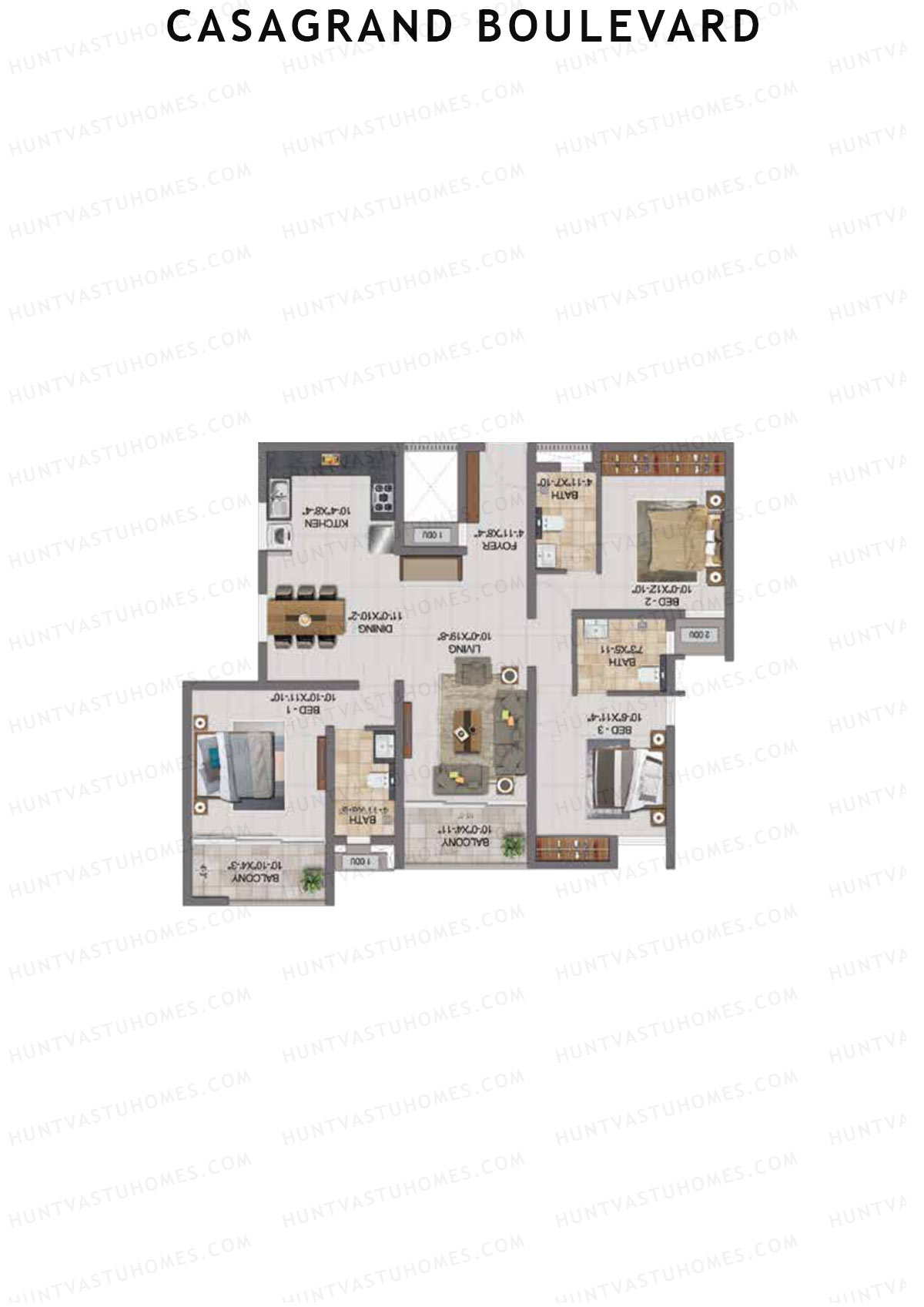 Casagrand Boulevard Wing B Unit K5 Floor Plan