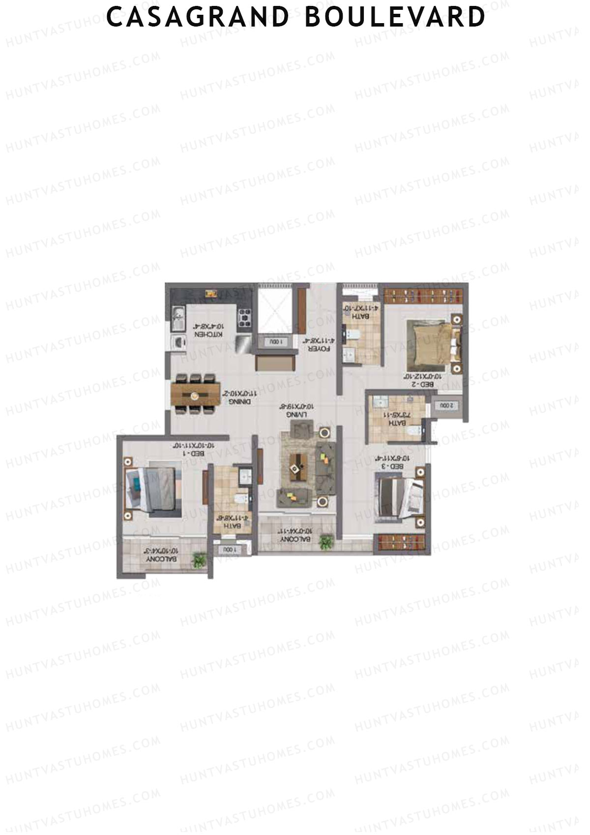 Casagrand Boulevard Wing B Unit K5 Floor Plan