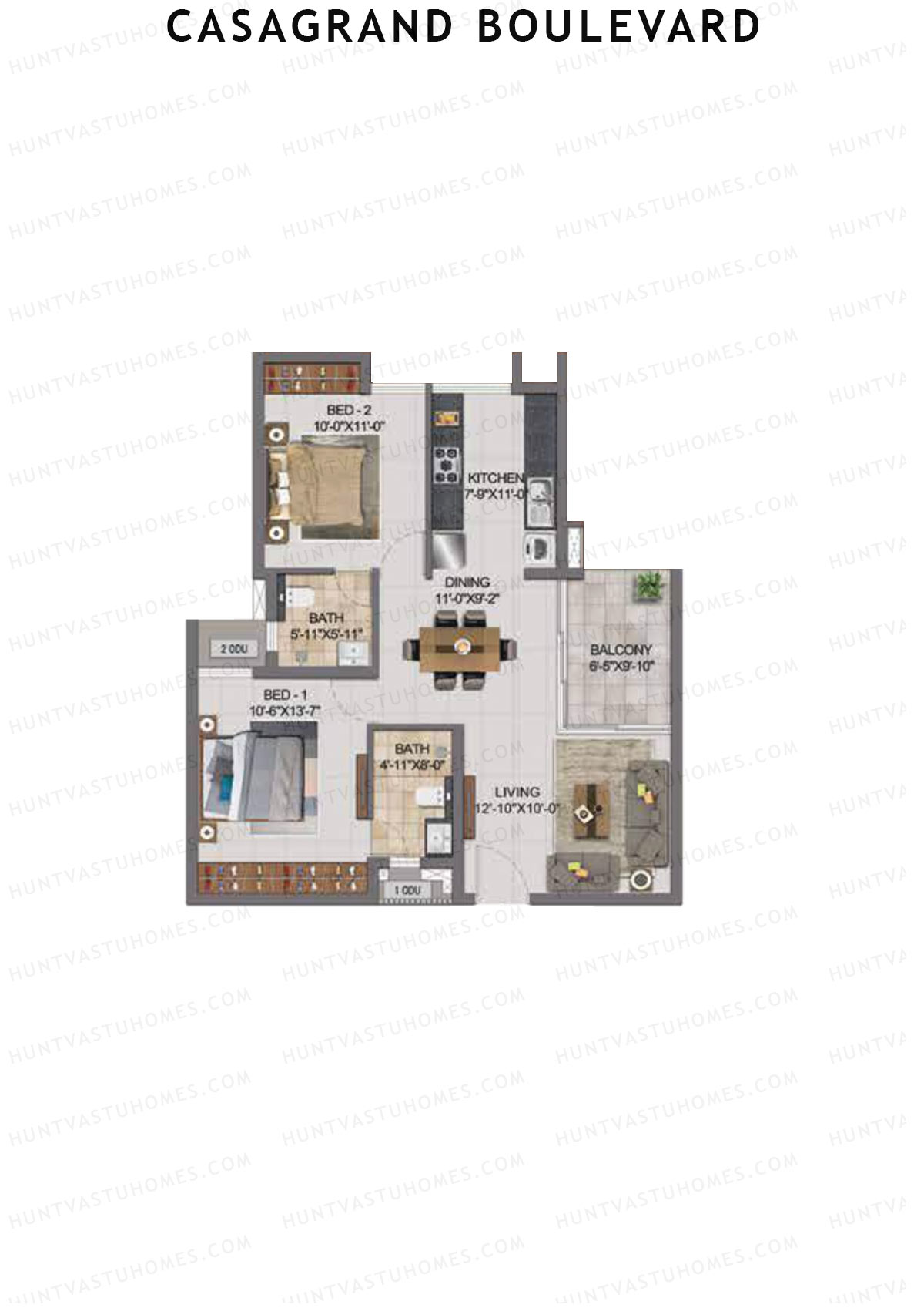 Casagrand Boulevard Wing B Unit K6 Floor Plan