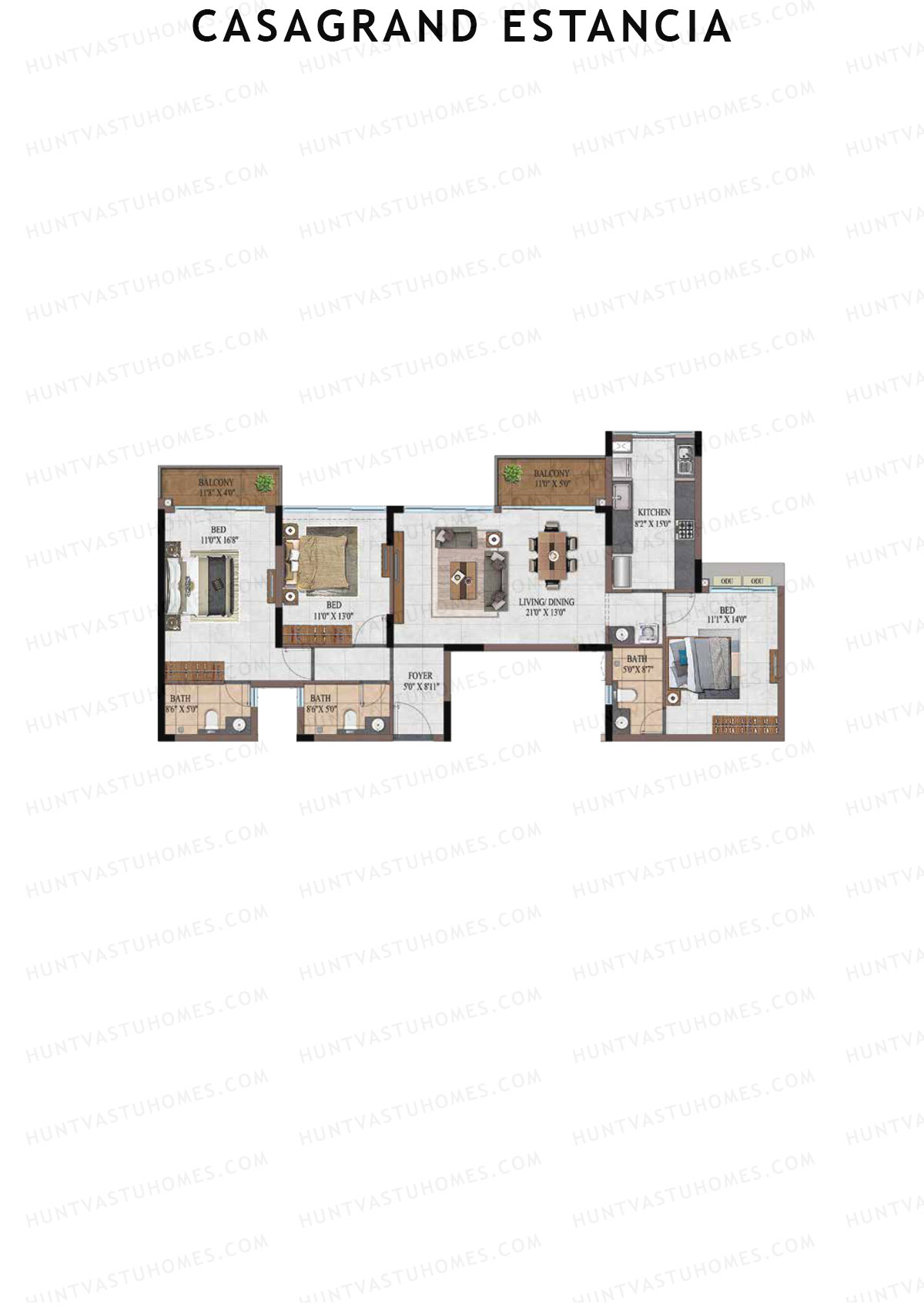 Casagrand Estancia Tower 2 Unit B3 Floor Plan