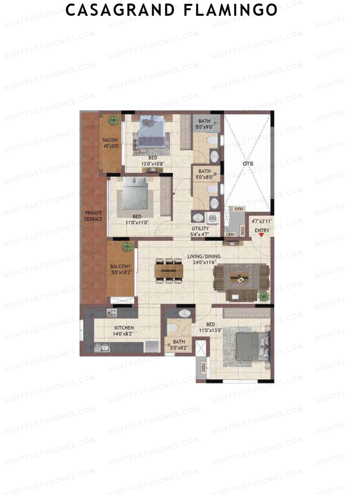 Casagrand Flamingo Tower A Unit 1 Floor Plan