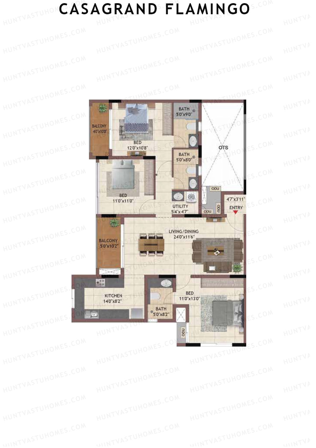 Casagrand Flamingo Tower A Unit 1 Floor Plan