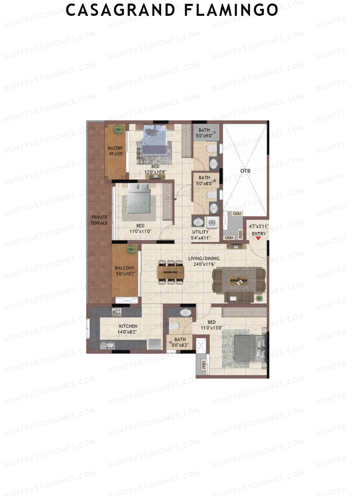 Casagrand Flamingo Tower A Unit 2 Floor Plan