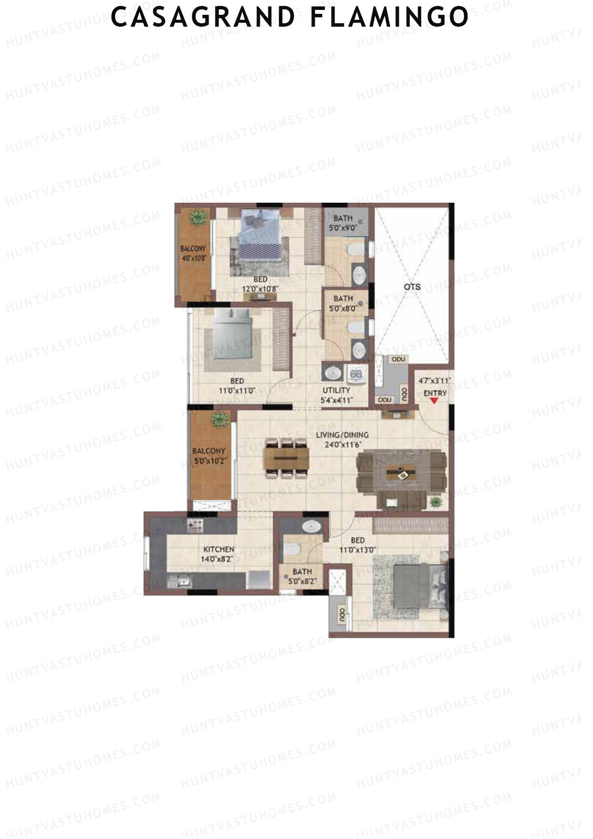 Casagrand Flamingo Tower A Unit 2 Floor Plan