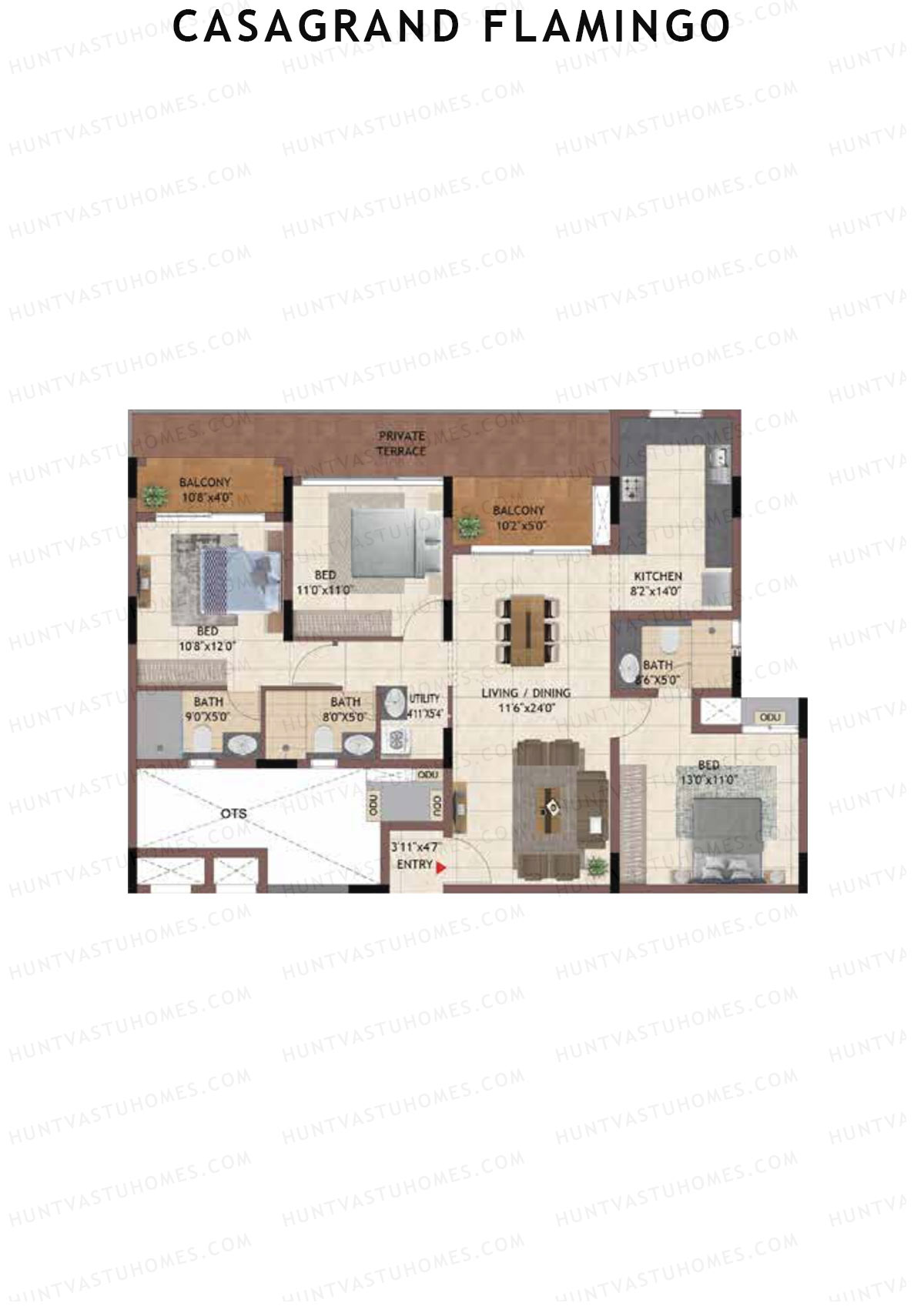 Casagrand Flamingo Tower B Unit 2 Floor Plan