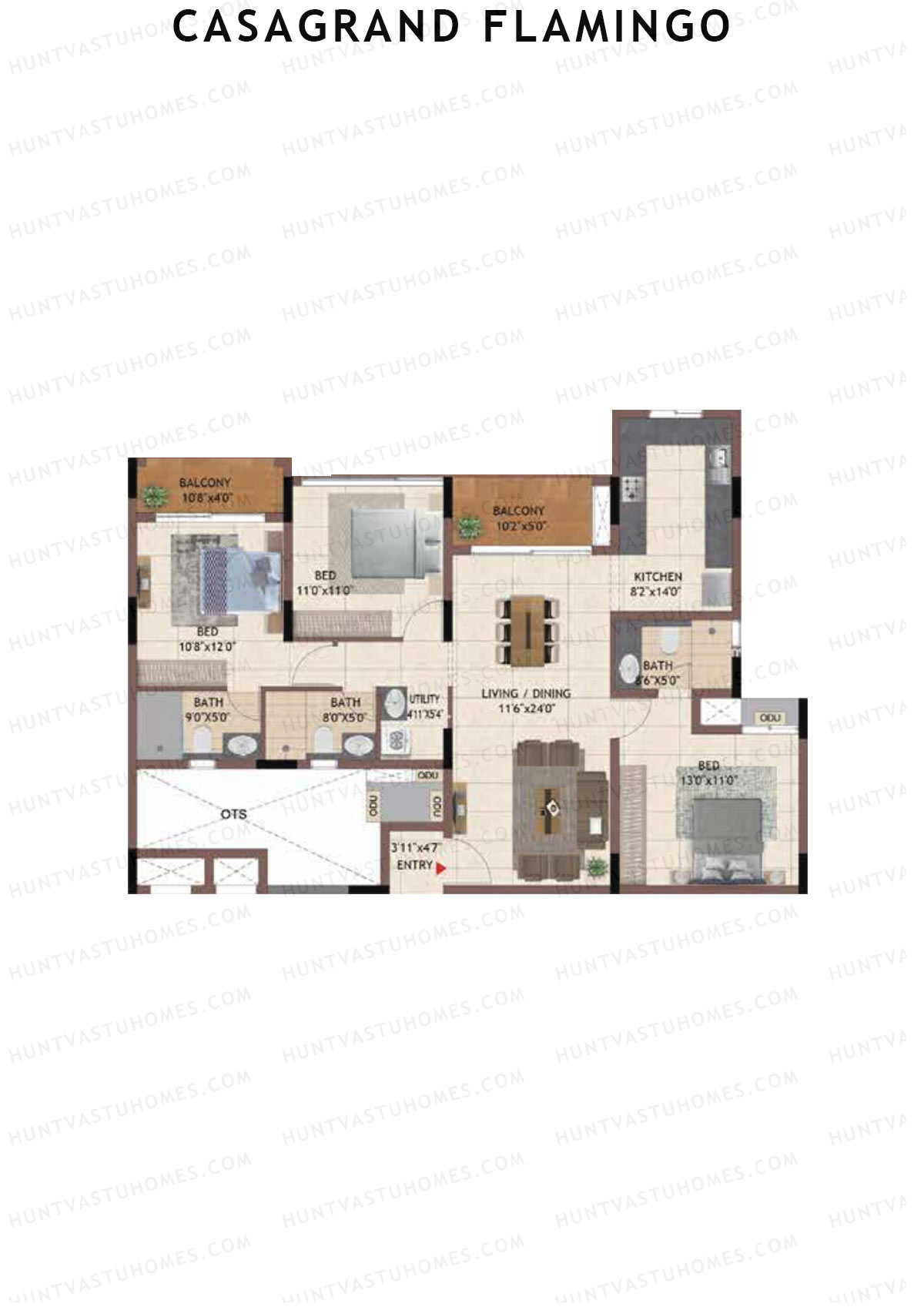 Casagrand Flamingo Tower B Unit 2 Floor Plan