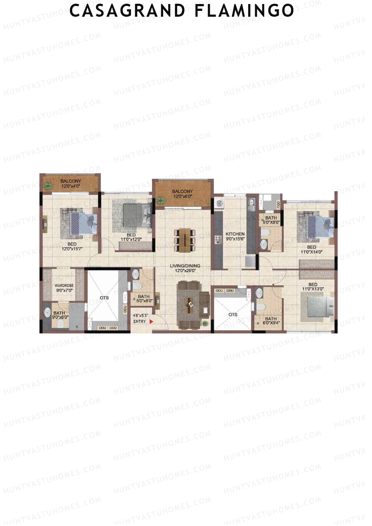 Casagrand Flamingo Tower B Unit 3 Floor Plan