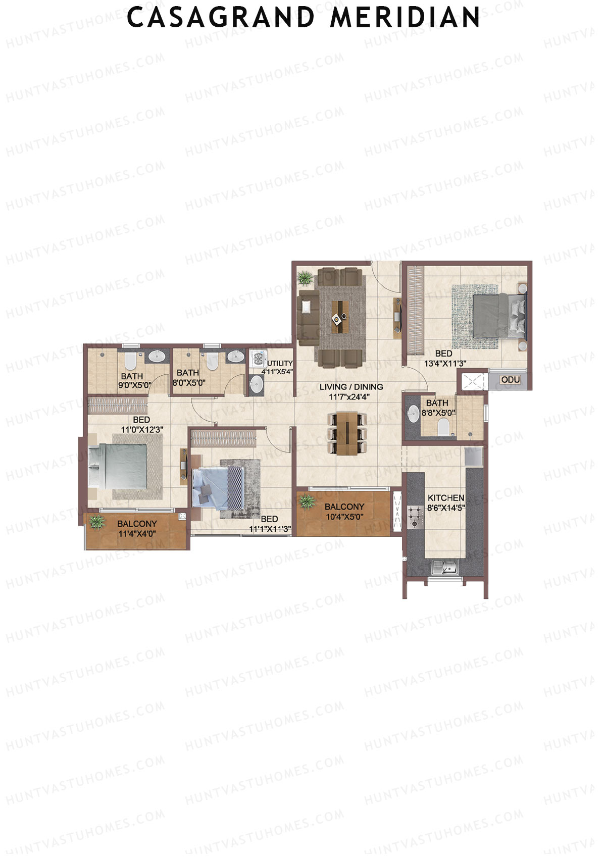 Casagrand Meridian Building 1 Unit 13 Floor Plan