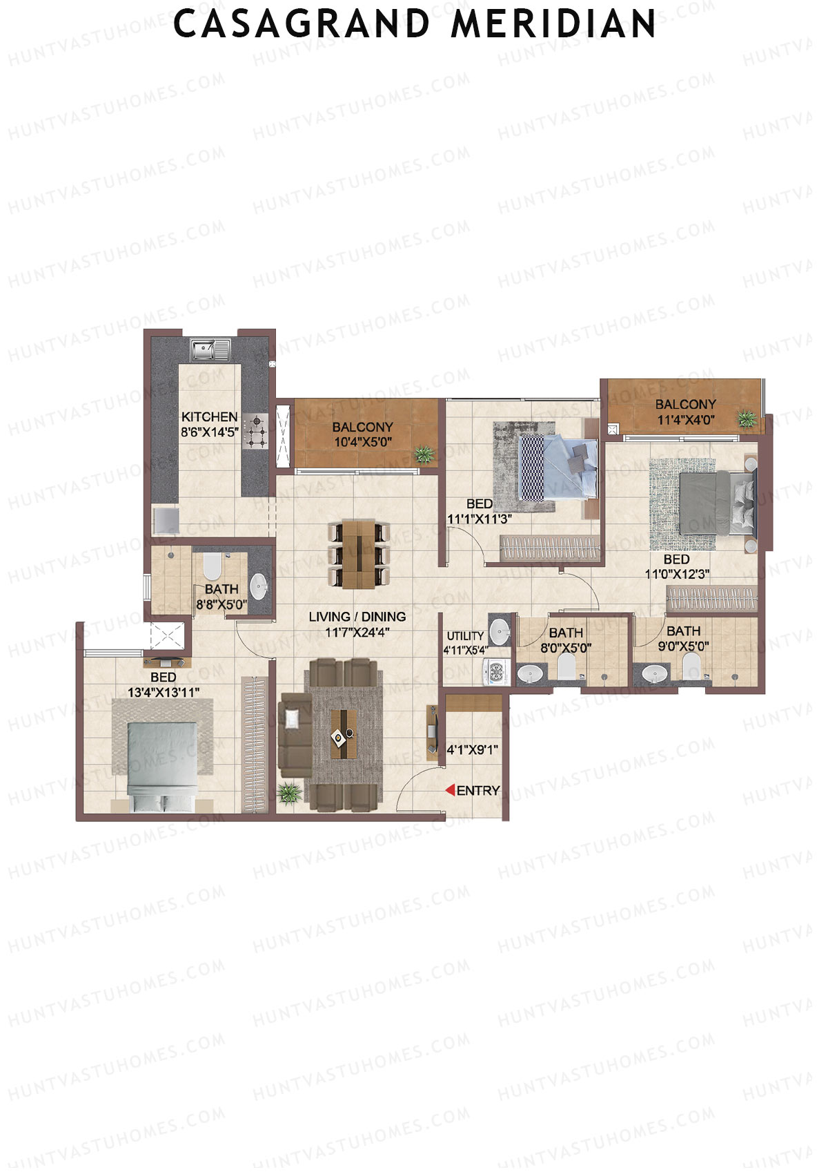 Casagrand Meridian Building 1 Unit 14 Floor Plan