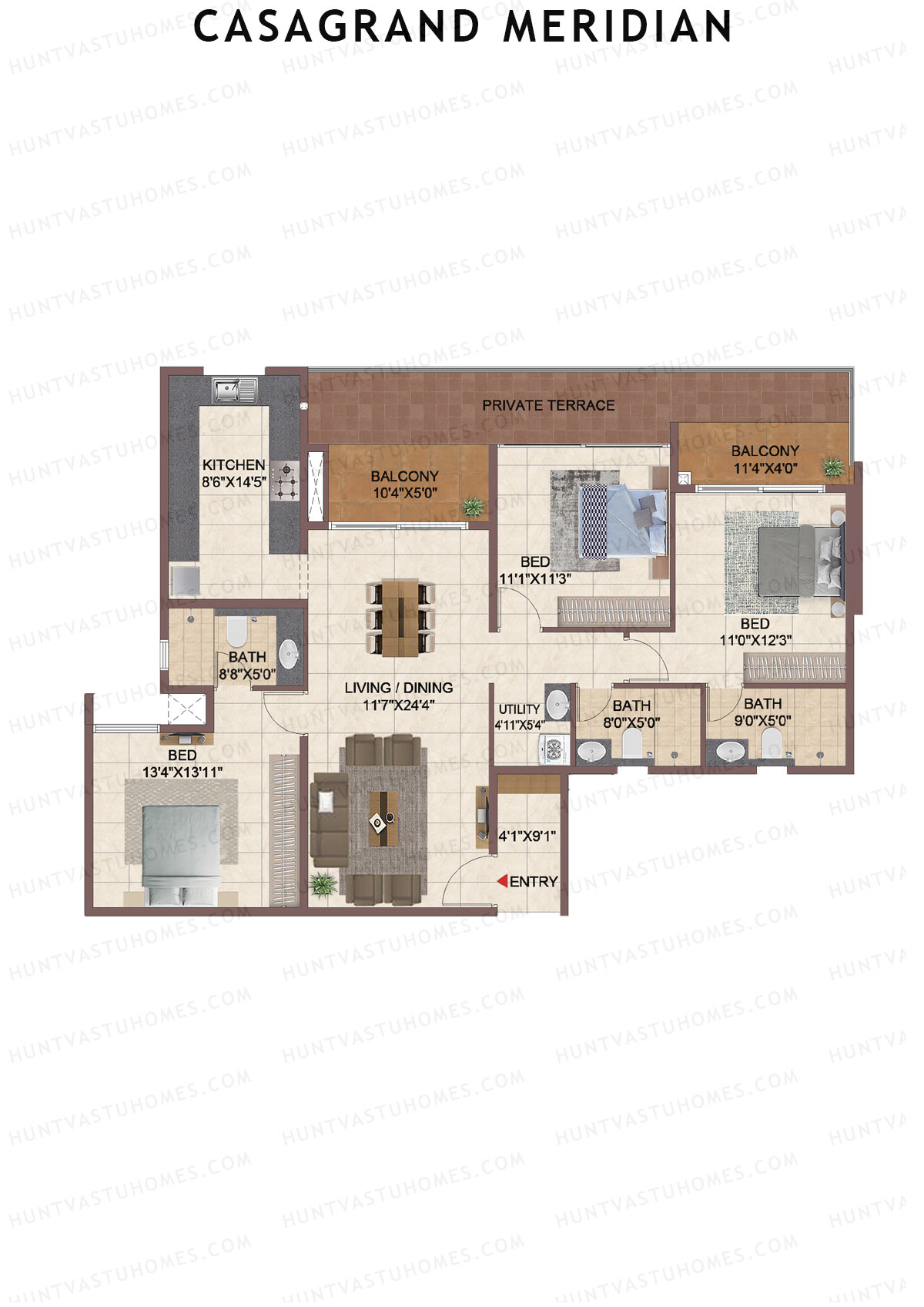 Casagrand Meridian Building 1 Unit 14 Floor Plan