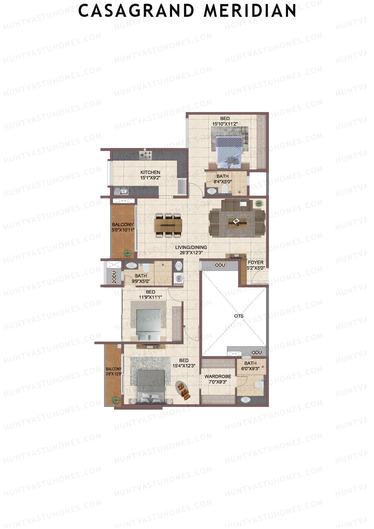 Casagrand Meridian Building 1 Unit 1 Floor Plan