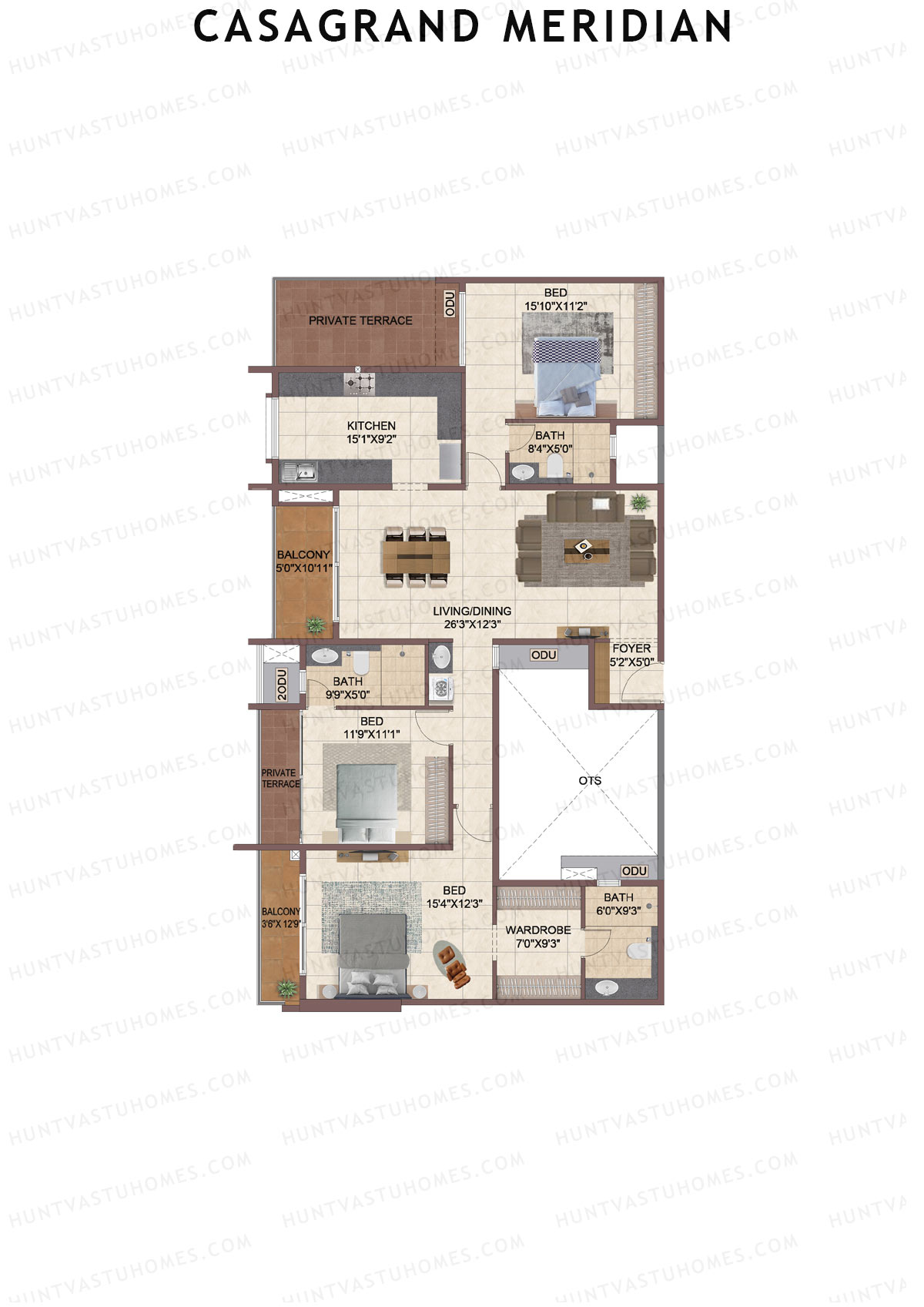 Casagrand Meridian Building 1 Unit 1 Floor Plan