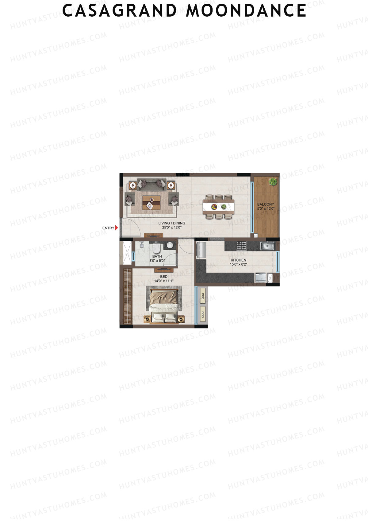 Casagrand Moondance, Wing A, Unit 36, 1BHK, Carpet Area 670   sq ft 