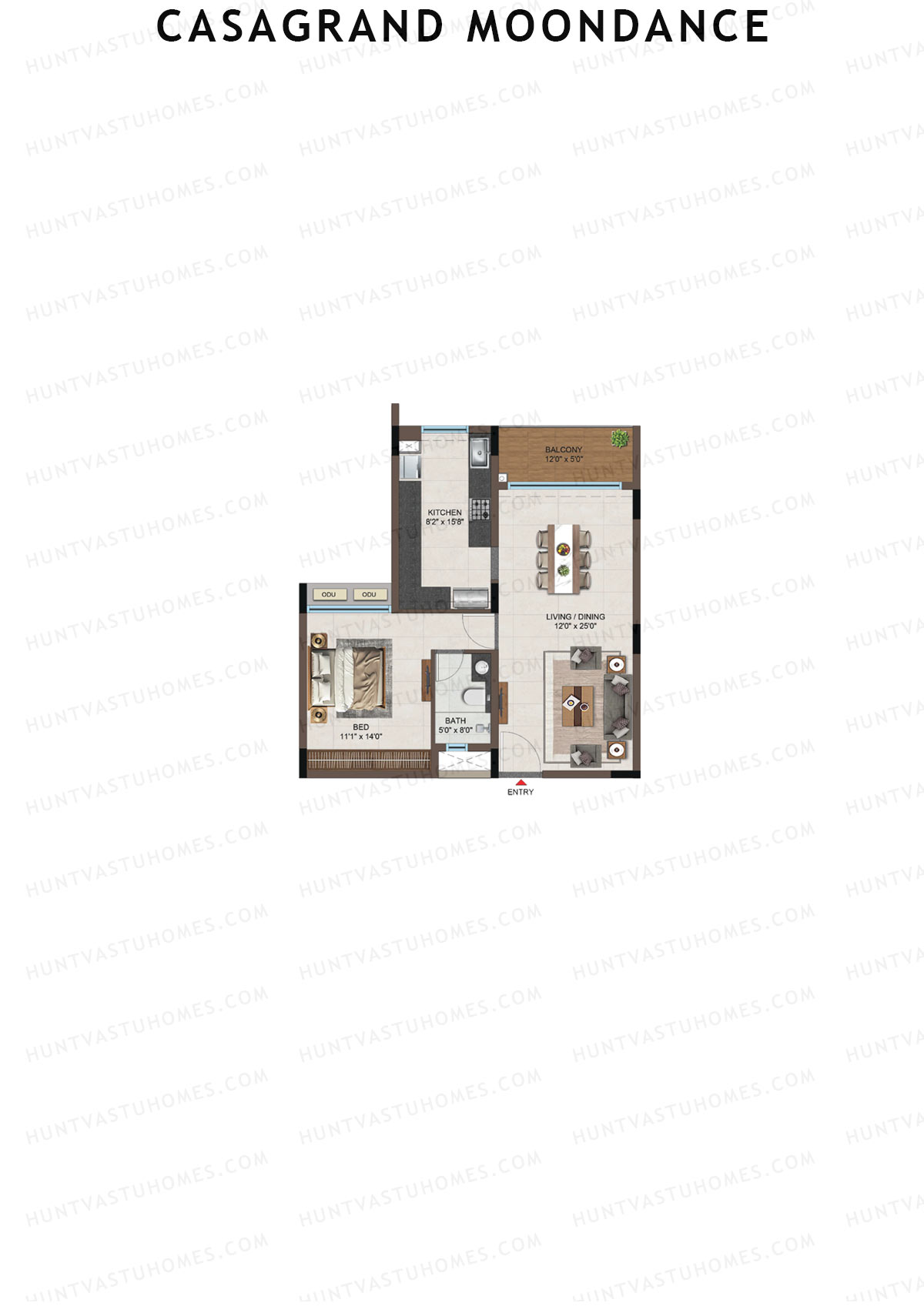 Casagrand Moondance, Wing C, Unit 14, 1BHK, Carpet Area 670   sq ft 