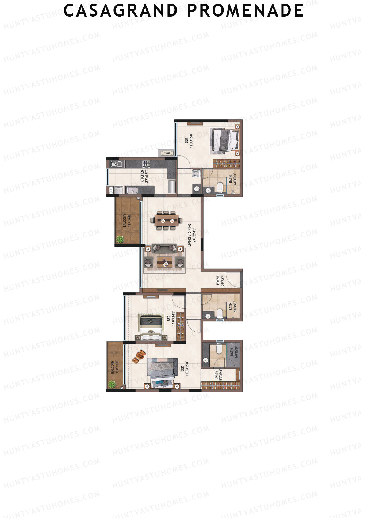 Casagrand Promenade Wing A Unit 2 Floor Plan