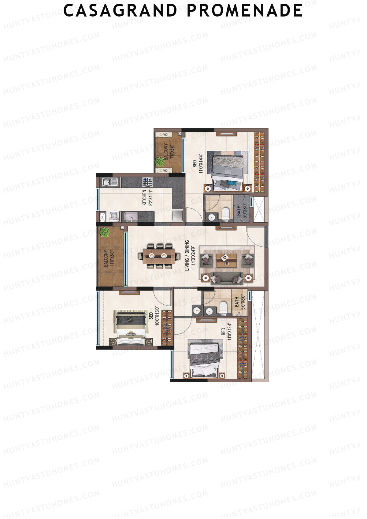 Casagrand Promenade Wing B Unit 12 Floor Plan