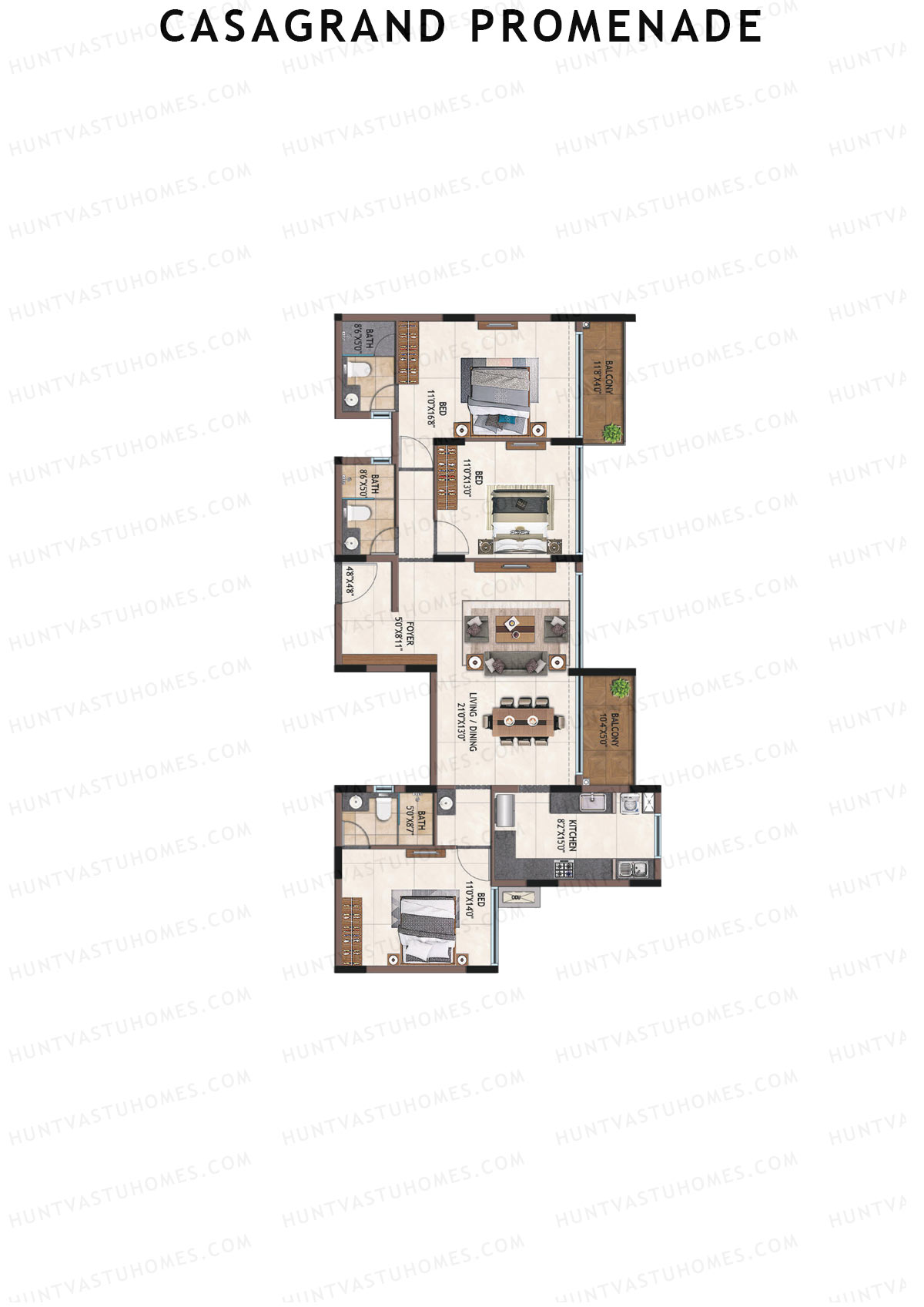 Casagrand Promenade Wing B Unit 13 Floor Plan