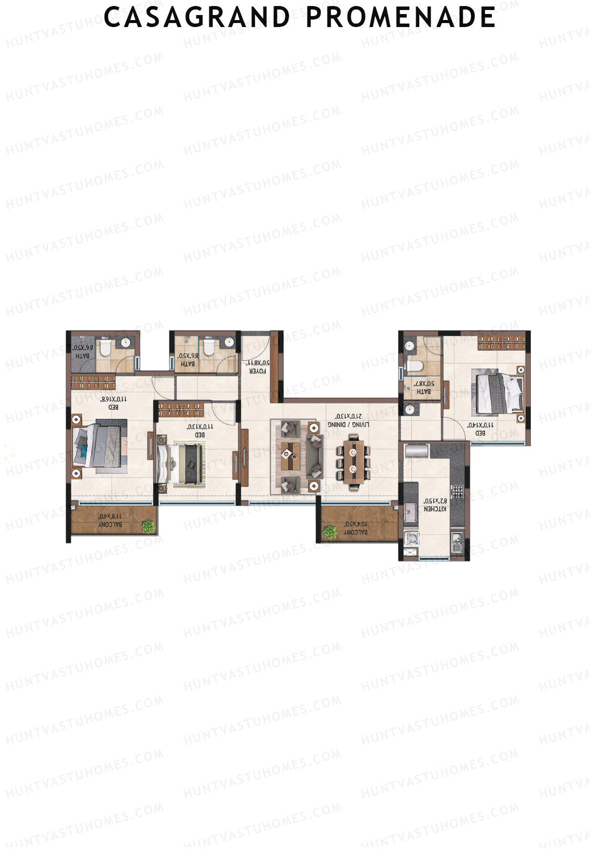 Casagrand Promenade Wing B Unit 2 Floor Plan