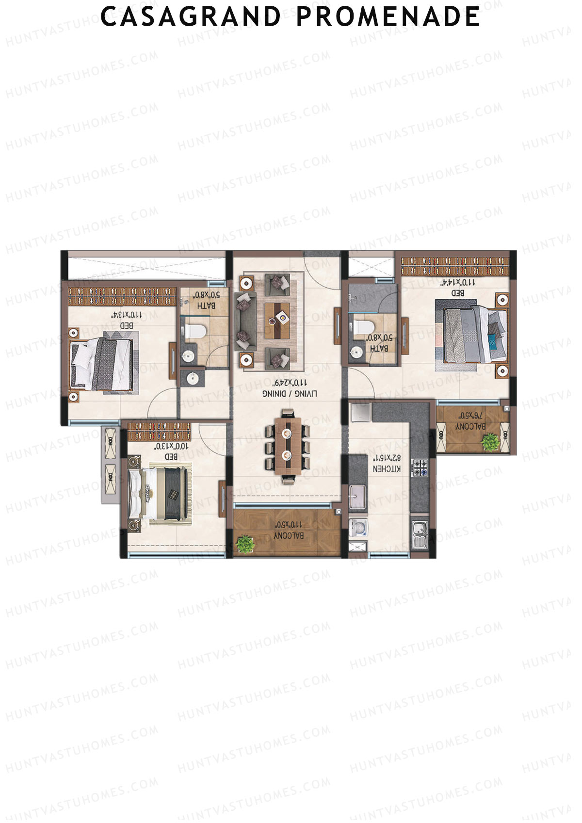 Casagrand Promenade Wing B Unit 3 Floor Plan