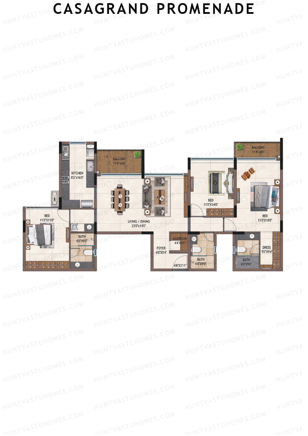 Casagrand Promenade Wing B Unit 4 Floor Plan