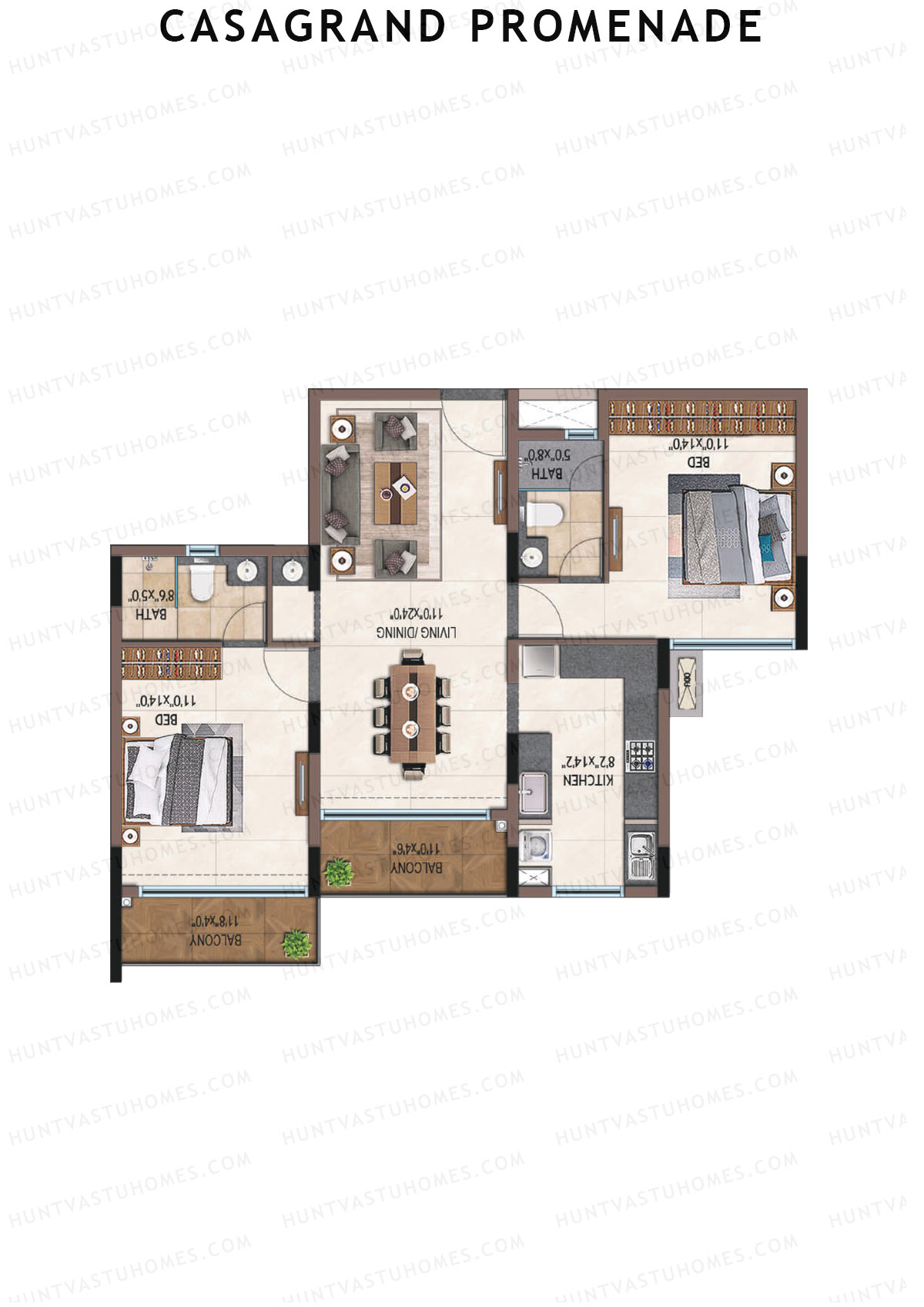 Casagrand Promenade Wing B Unit 5 Floor Plan