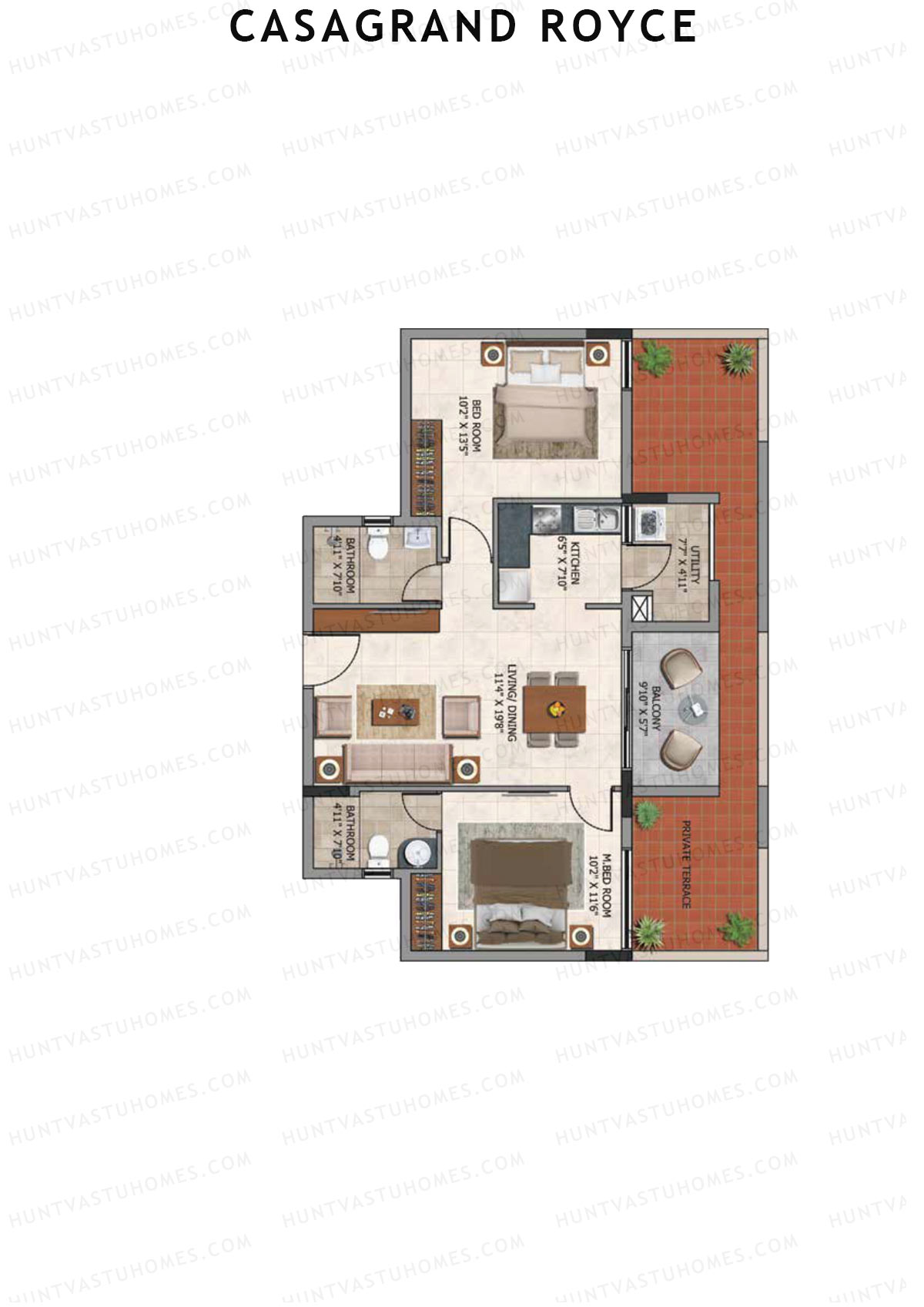Casagrand Royce Block A Unit 1 (Type 6B) Floor Plan