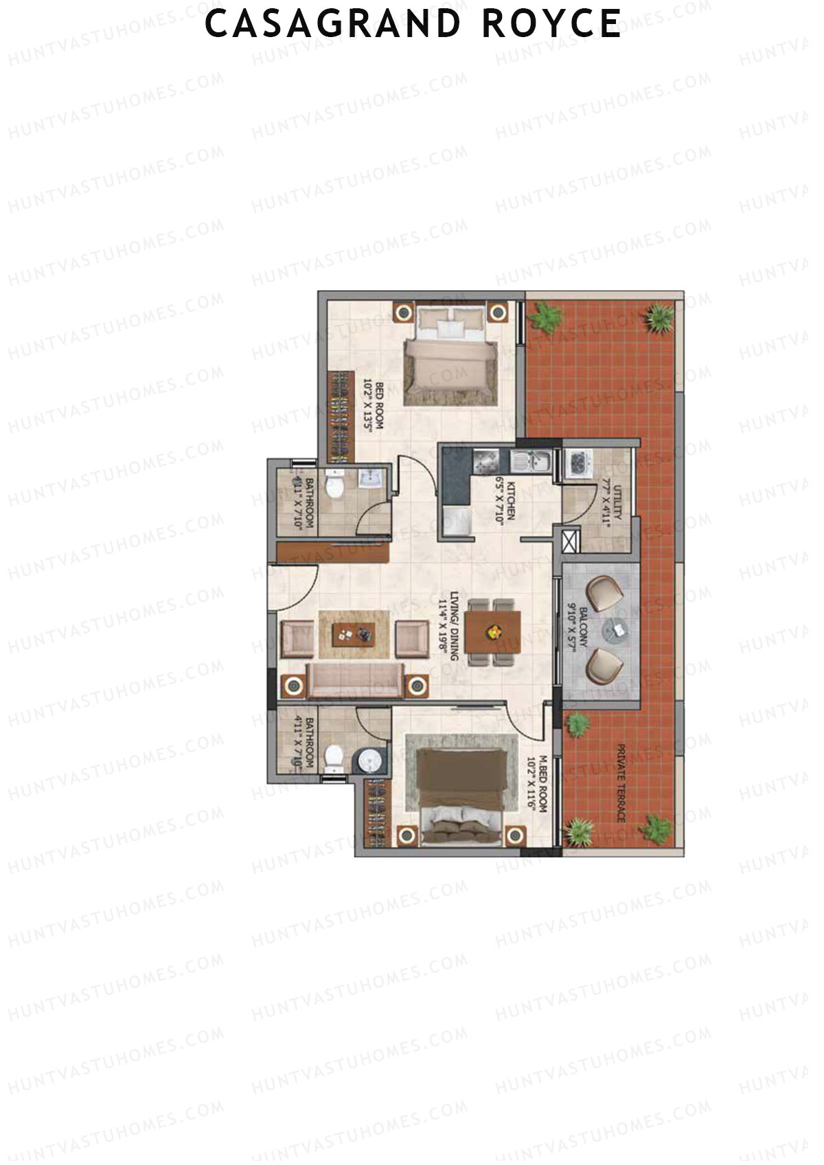 Casagrand Royce Block A Unit 2 (Type 6E) Floor Plan