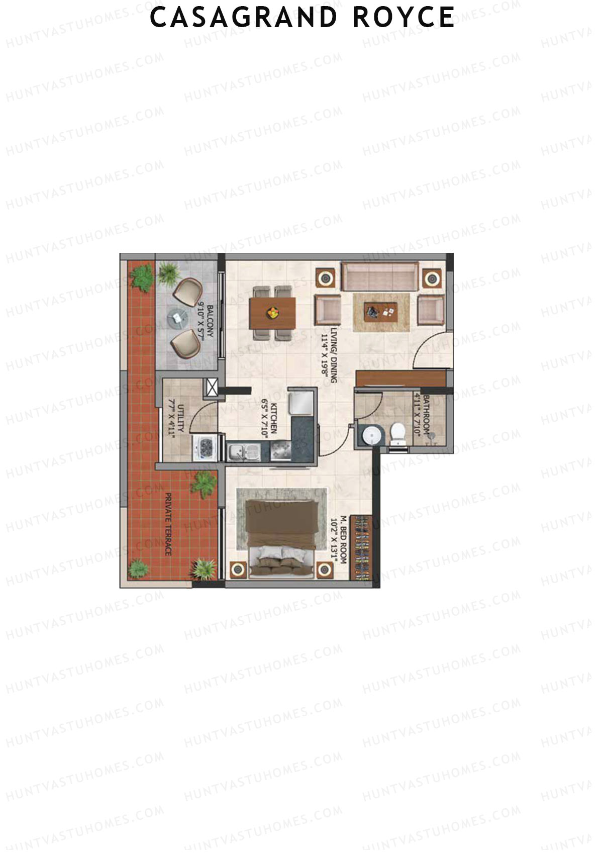 Casagrand Royce Block A Unit 4 (Type 35) Floor Plan