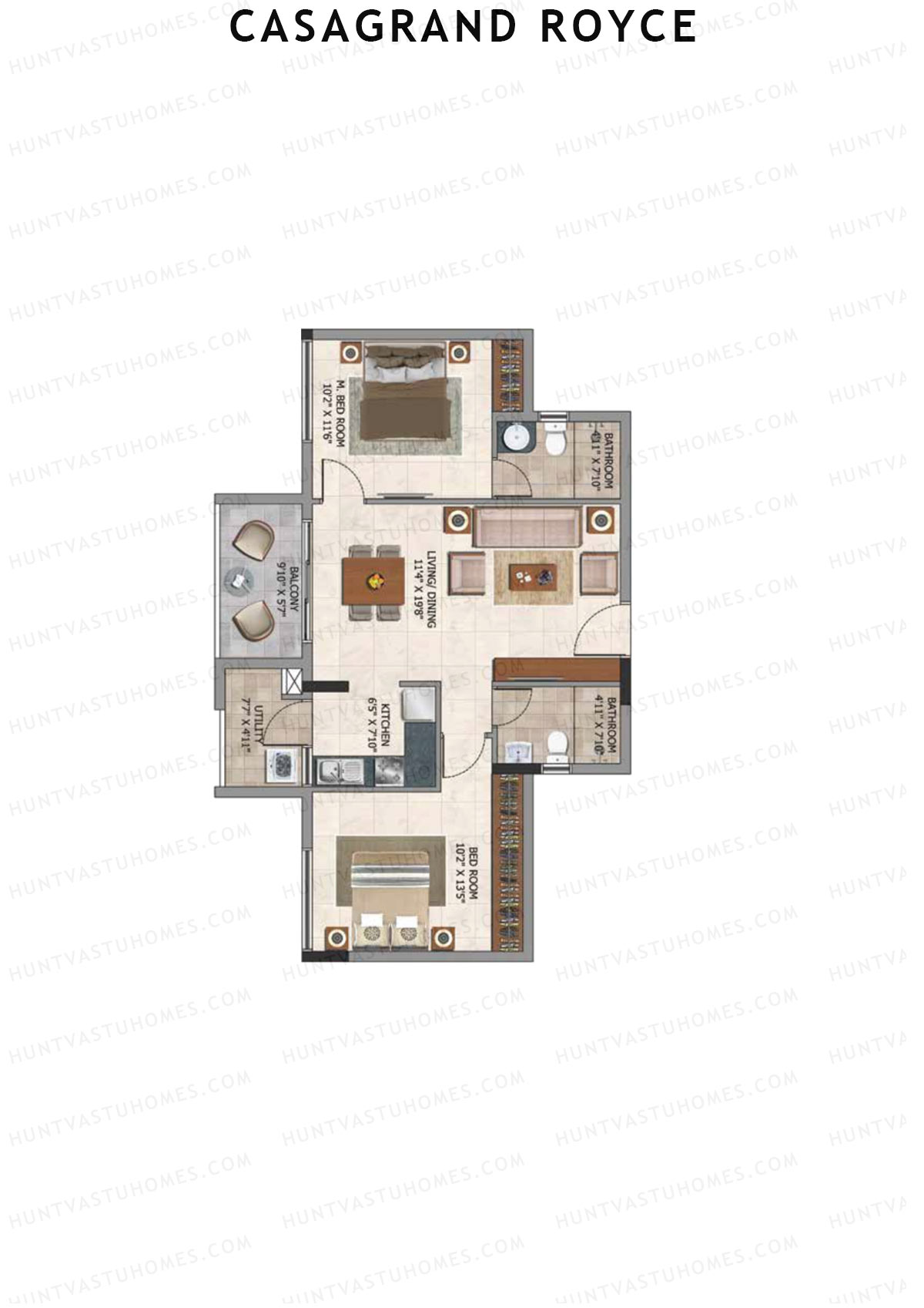 Casagrand Royce Block A Unit 5 (Type 5) Floor Plan