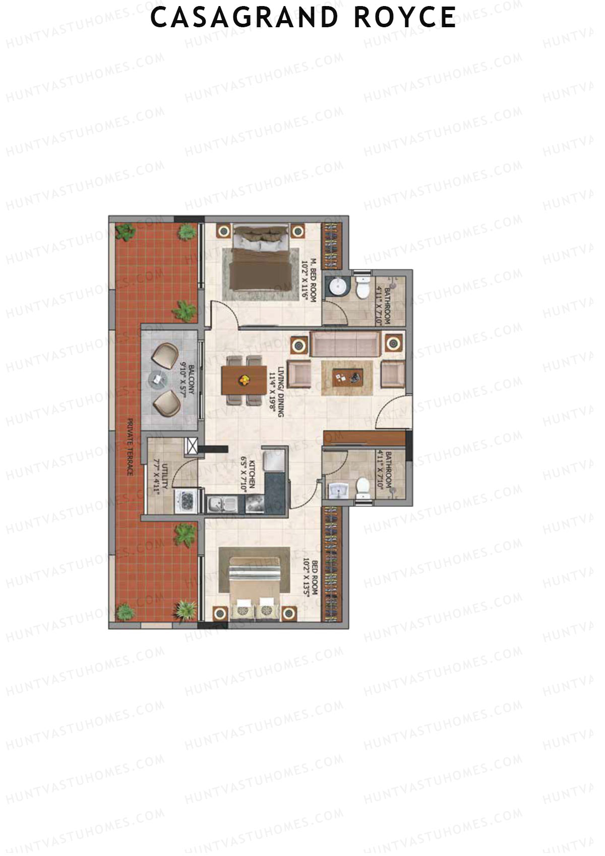 Casagrand Royce Block A Unit 5 (Type 5D) Floor Plan