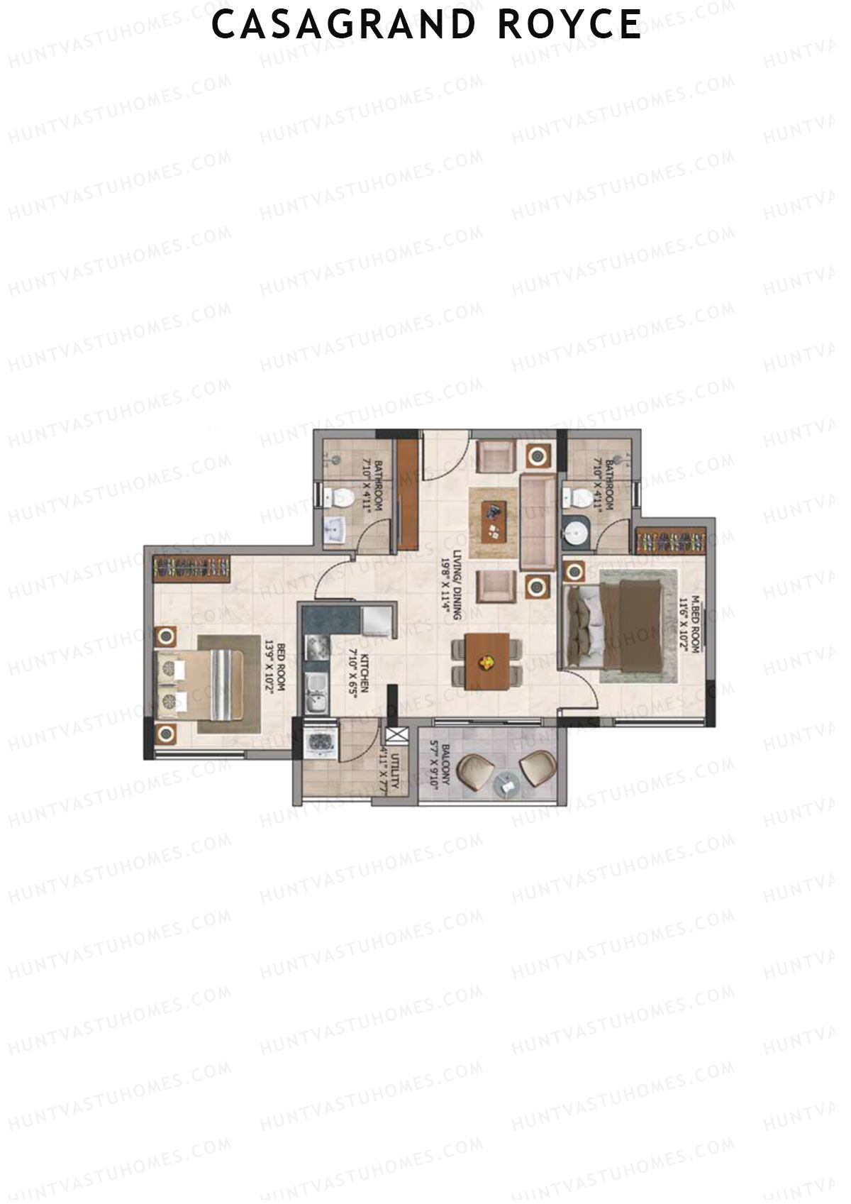 Casagrand Royce Block B Unit 10 (Type 8) Floor Plan