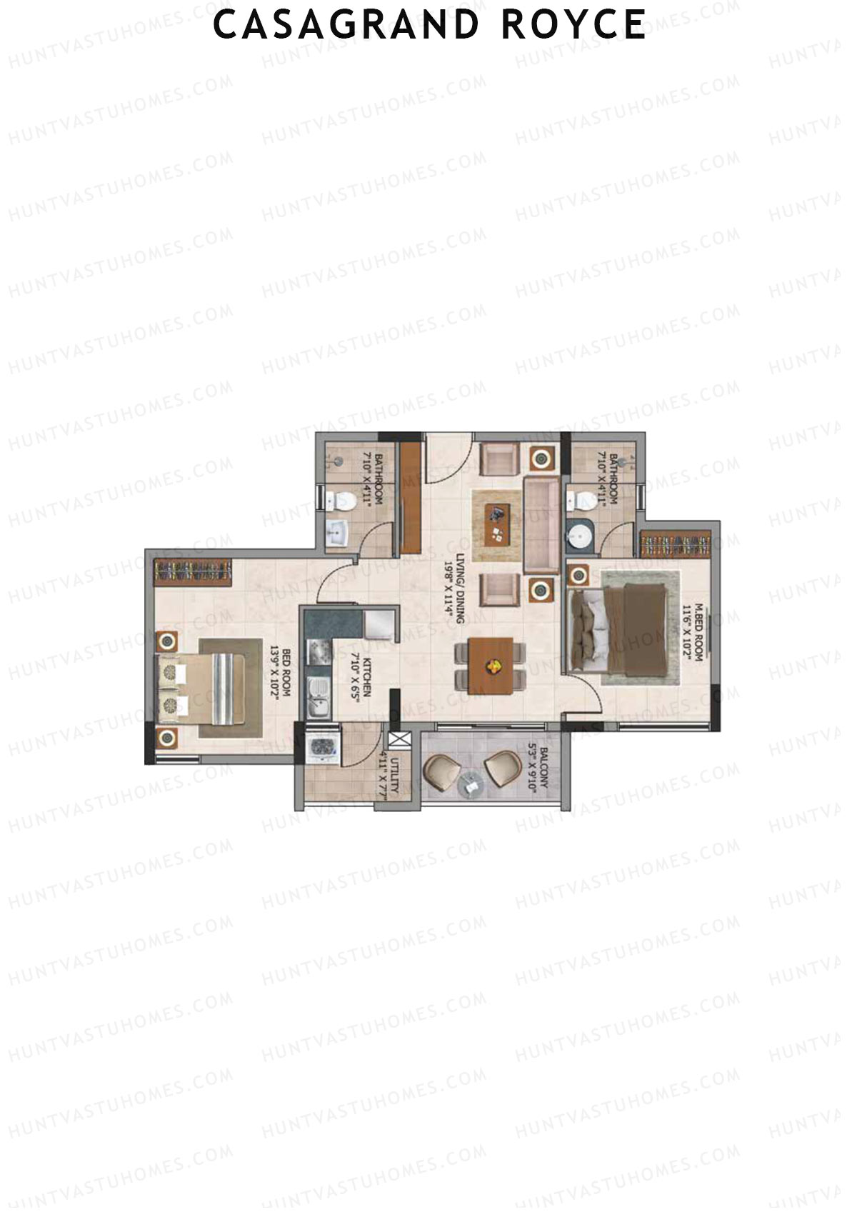 Casagrand Royce Block B Unit 10 (Type 8A) Floor Plan