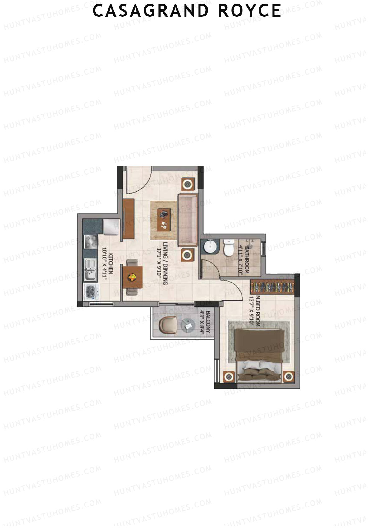 Casagrand Royce Block B Unit 11 (Type 24) Floor Plan
