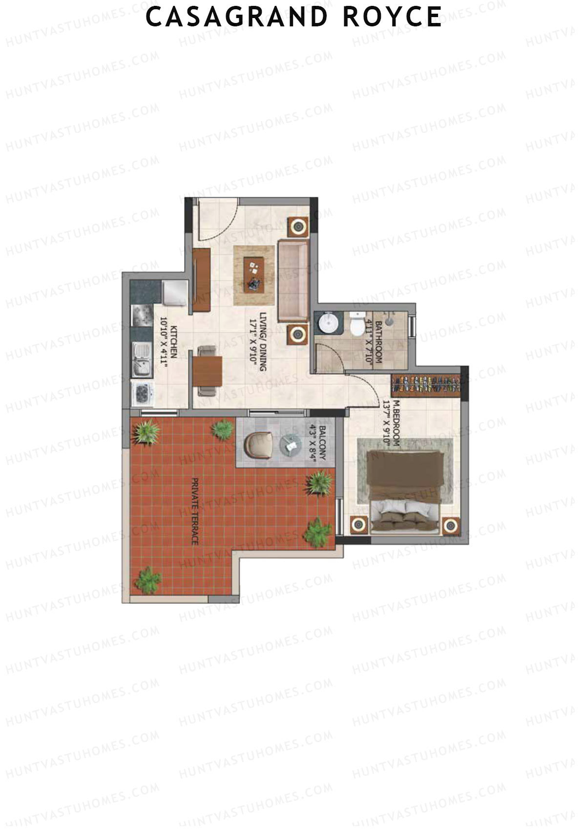Casagrand Royce Block B Unit 11 (Type 24A) Floor Plan