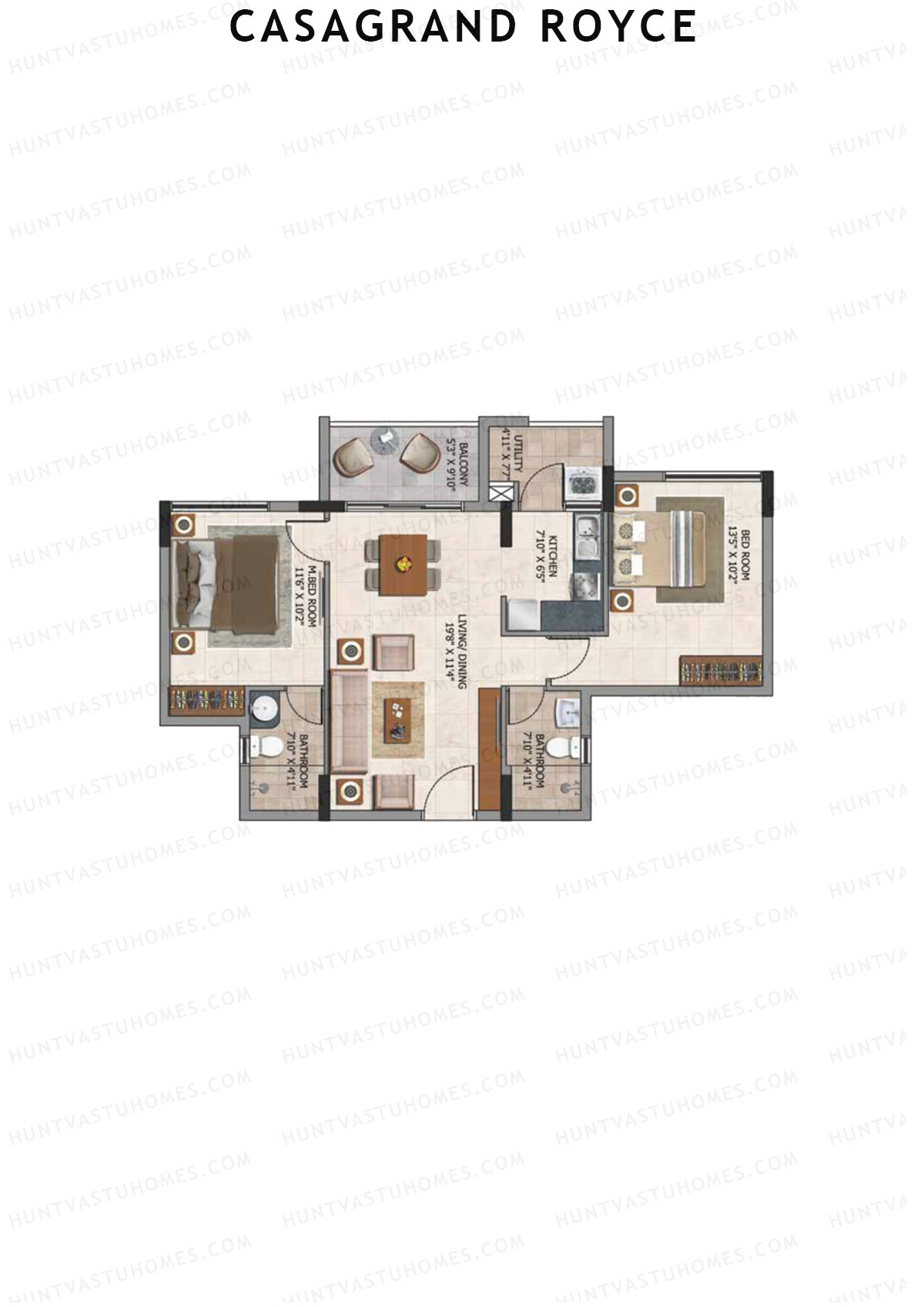 Casagrand Royce Block B Unit 3 (Type 7H) Floor Plan