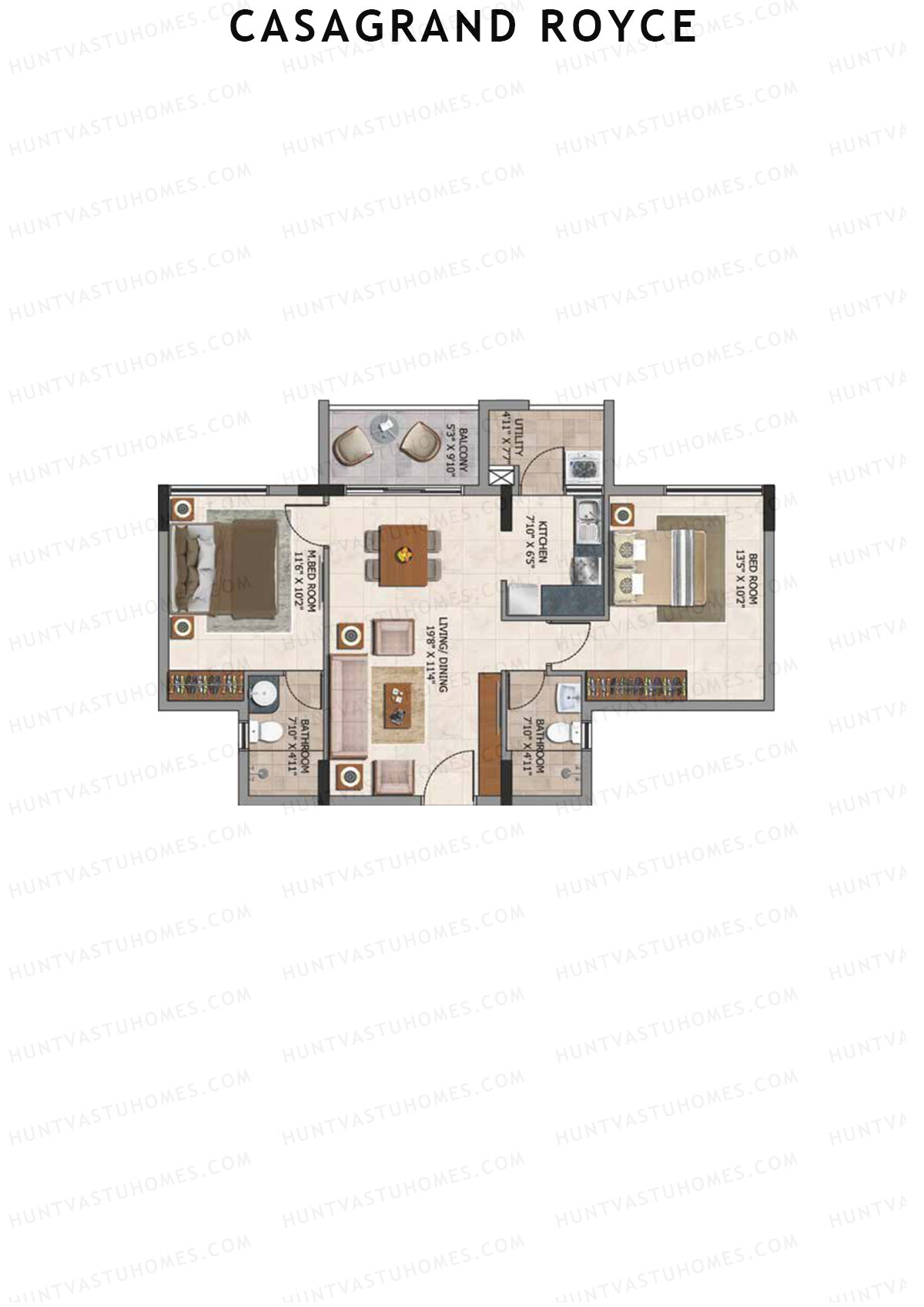 Casagrand Royce Block B Unit 4 (Type 7A) Floor Plan
