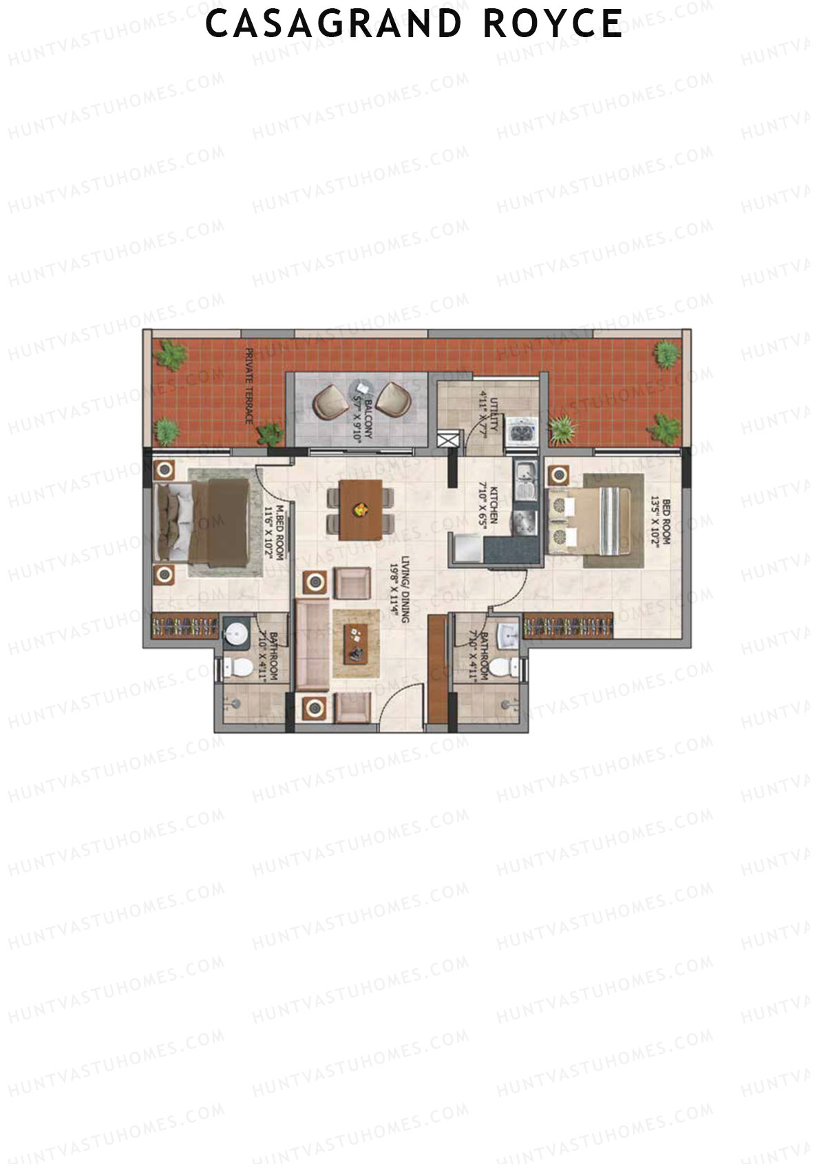 Casagrand Royce Block B Unit 4 (Type 7B) Floor Plan