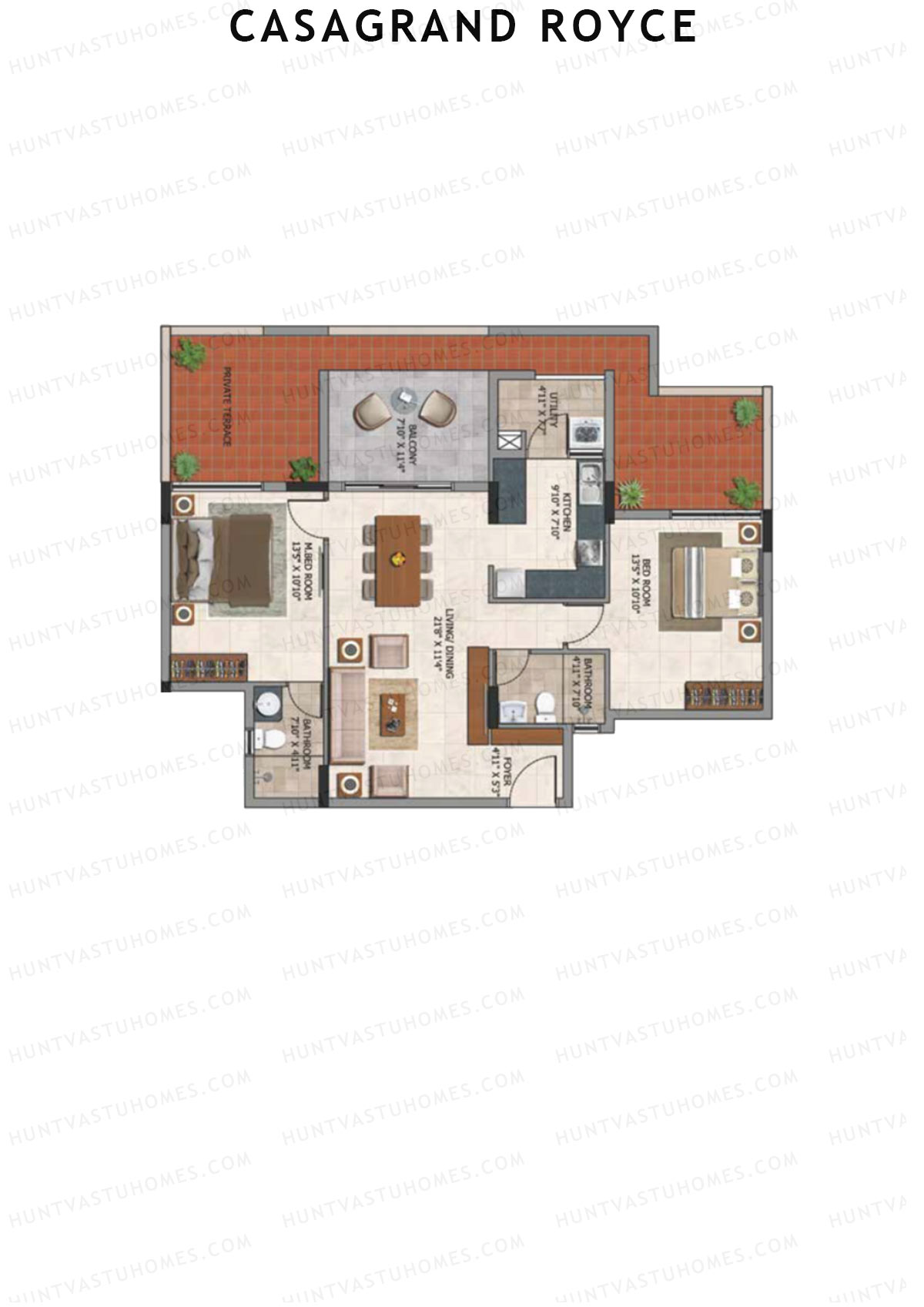Casagrand Royce Block B Unit 5 (Type 11B) Floor Plan