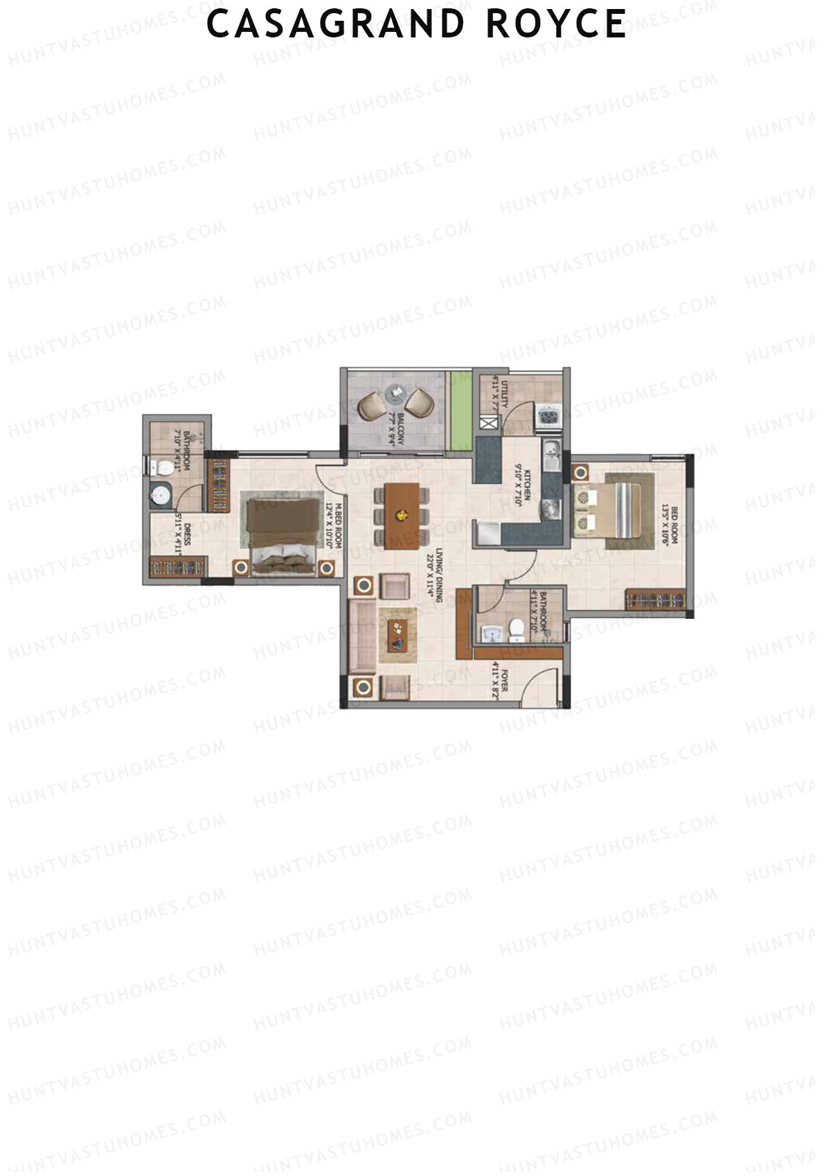 Casagrand Royce Block B Unit 6 (Type 25) Floor Plan