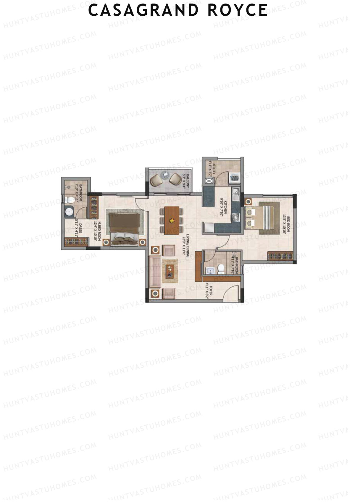 Casagrand Royce Block B Unit 6 (Type 25A) Floor Plan