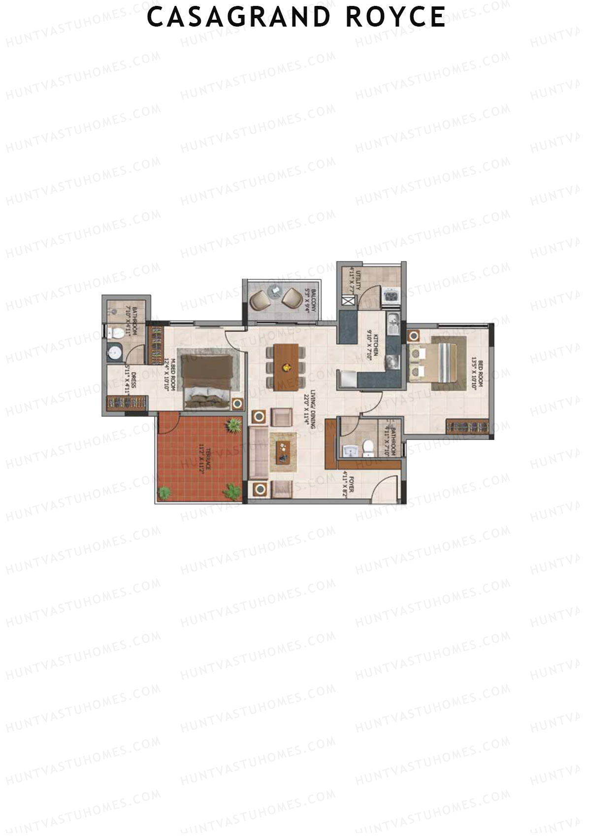 Casagrand Royce Block B Unit 6 (Type 25A) Floor Plan