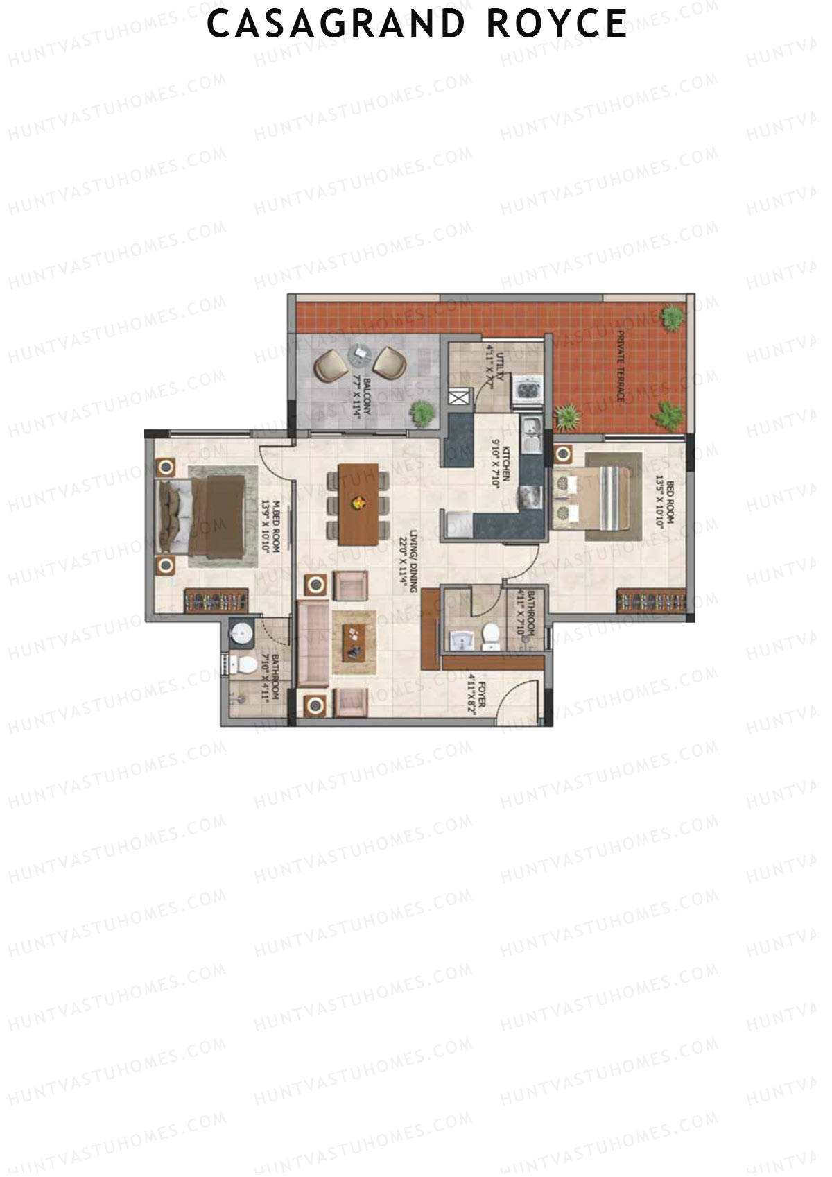 Casagrand Royce Block B Unit 6 (Type 25C) Floor Plan