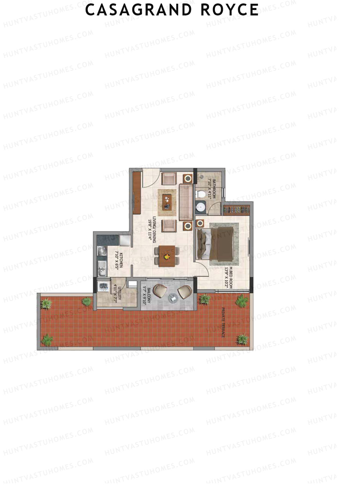 Casagrand Royce Block B Unit 7 (Type 36) Floor Plan