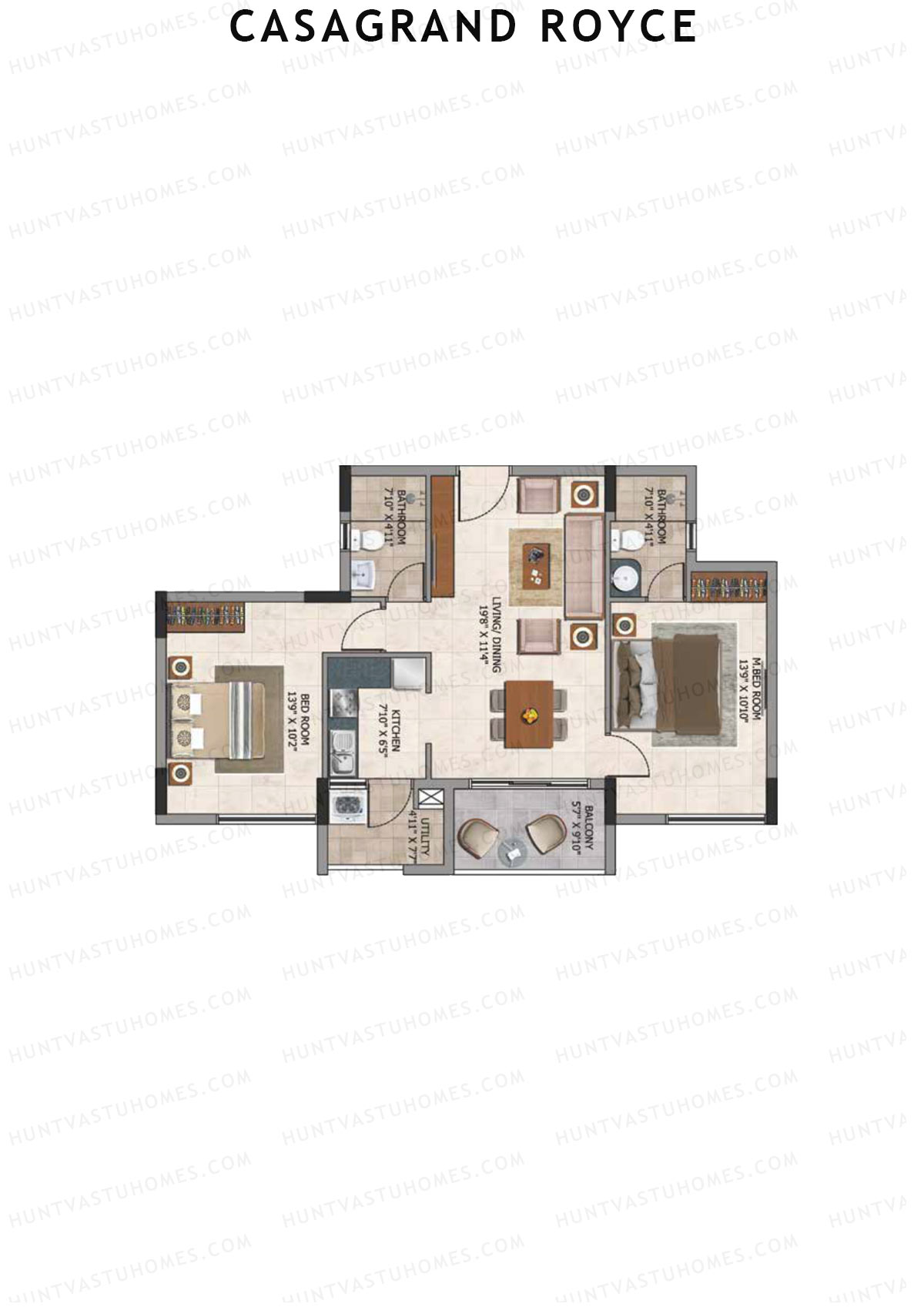 Casagrand Royce Block B Unit 7 (Type 8H) Floor Plan