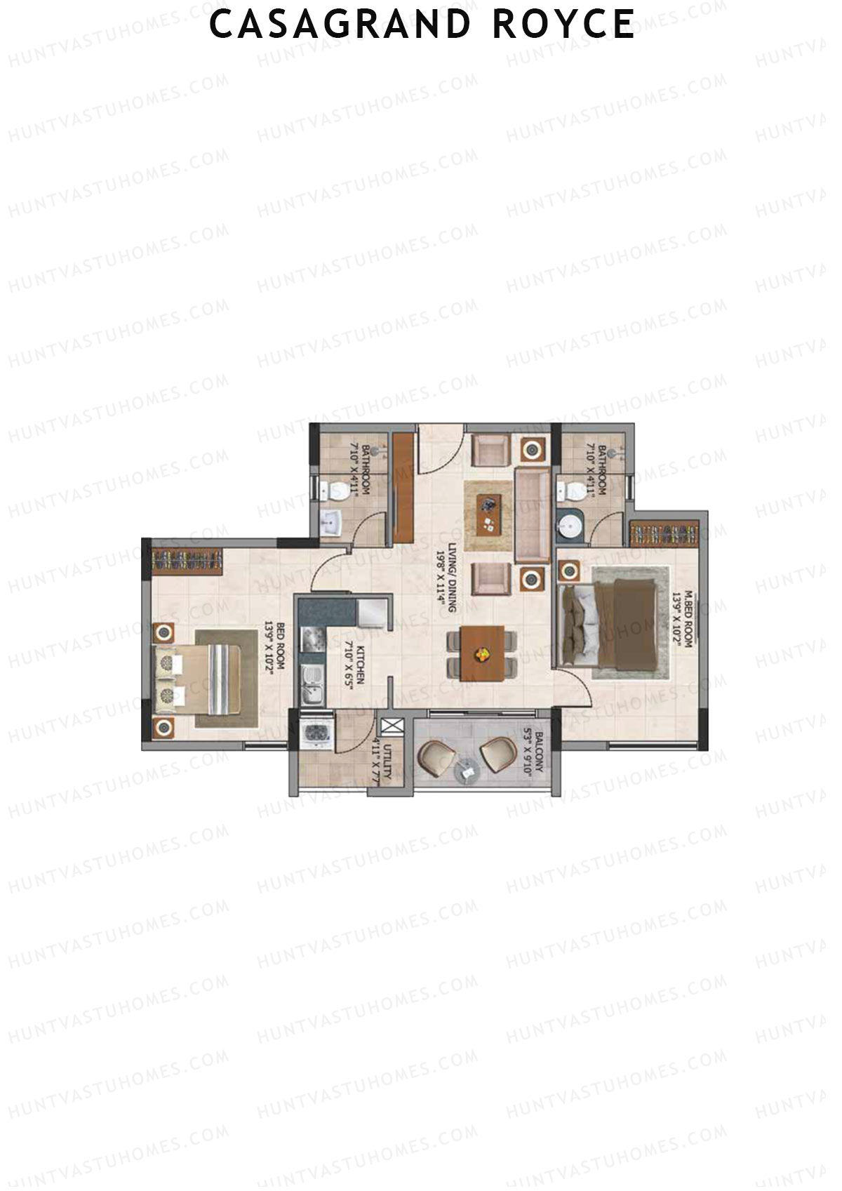 Casagrand Royce Block B Unit 7 (Type 8I) Floor Plan