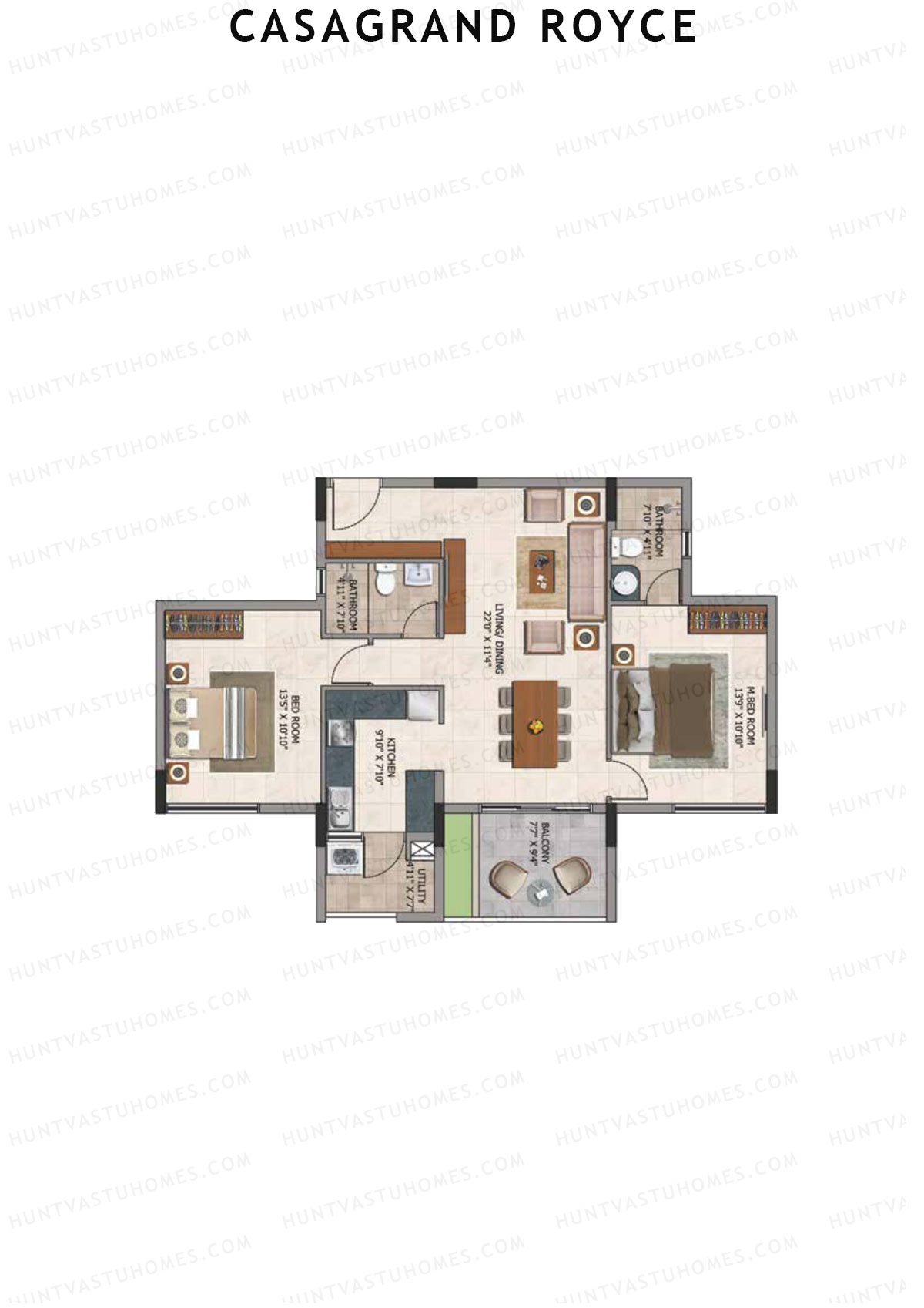 Casagrand Royce Block B Unit 8 (Type 12) Floor Plan