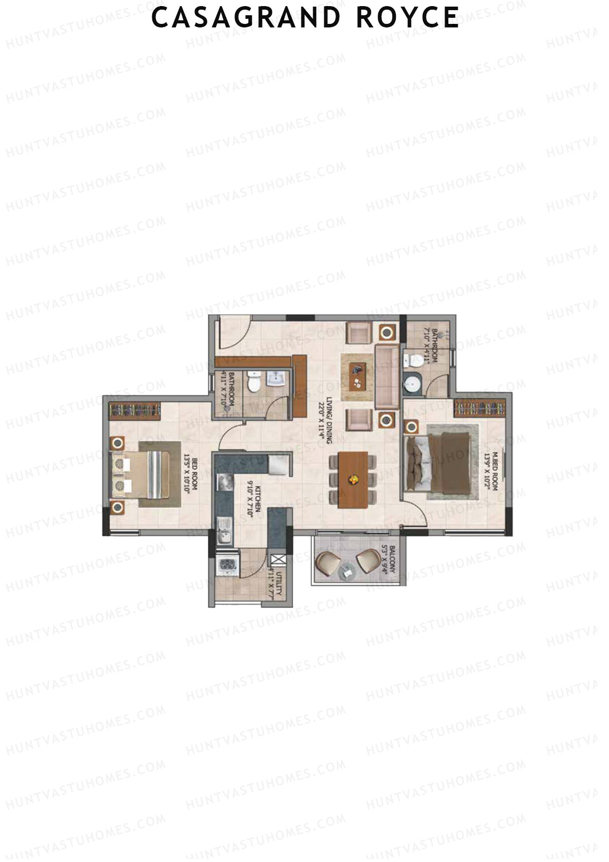 Casagrand Royce Block B Unit 8 (Type 12A) Floor Plan